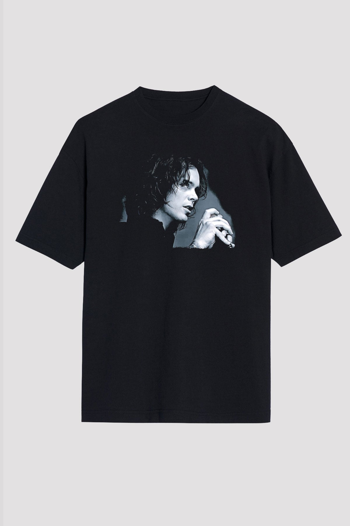 Ville Valo Baskılı Unisex Siyah Oversize Tişört - Tshirt