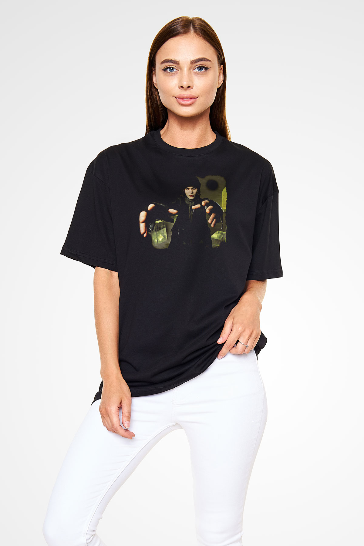 Ville Valo Baskılı Unisex Siyah Oversize Tişört - Tshirt
