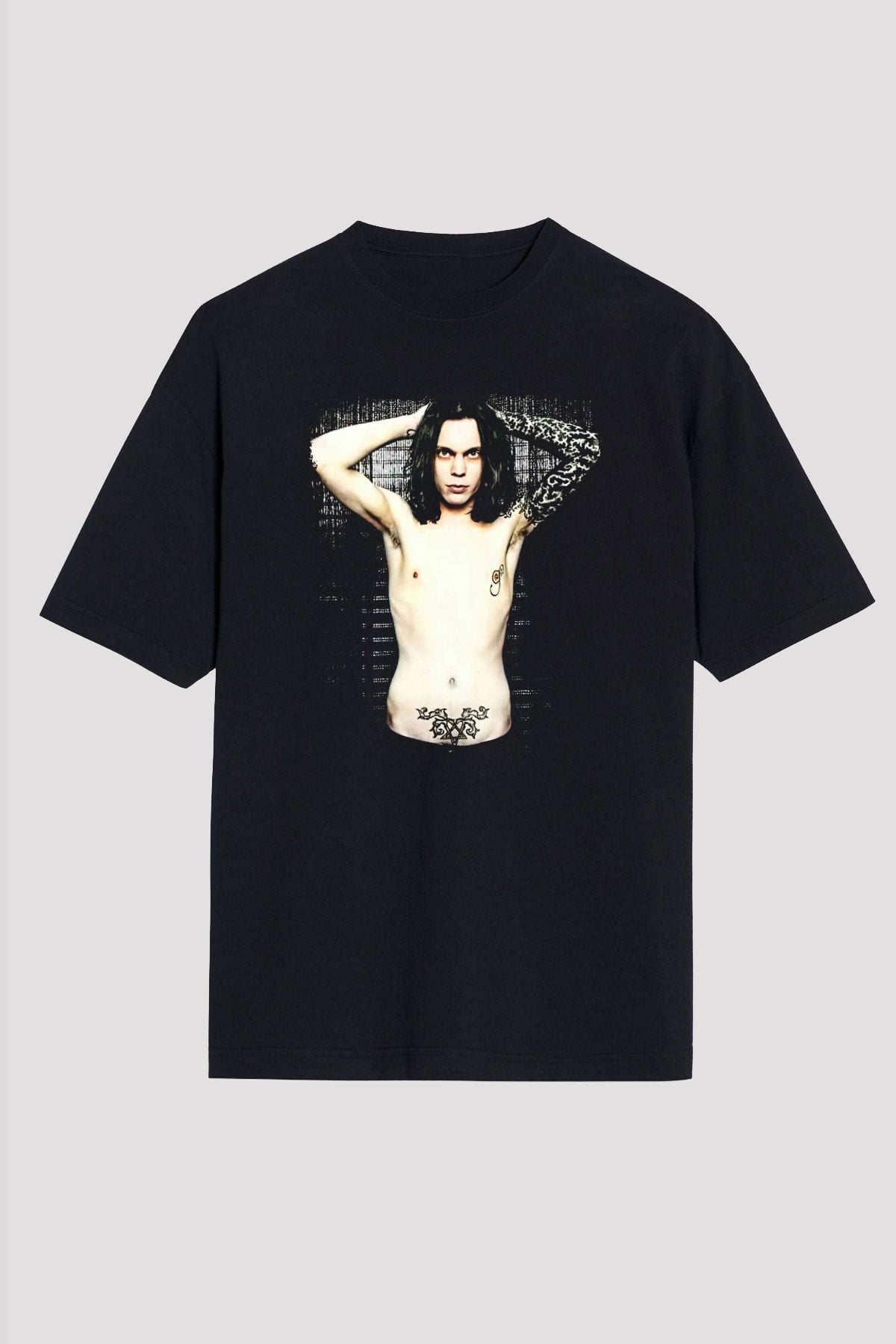 Ville Valo Baskılı Unisex Siyah Oversize Tişört - Tshirt