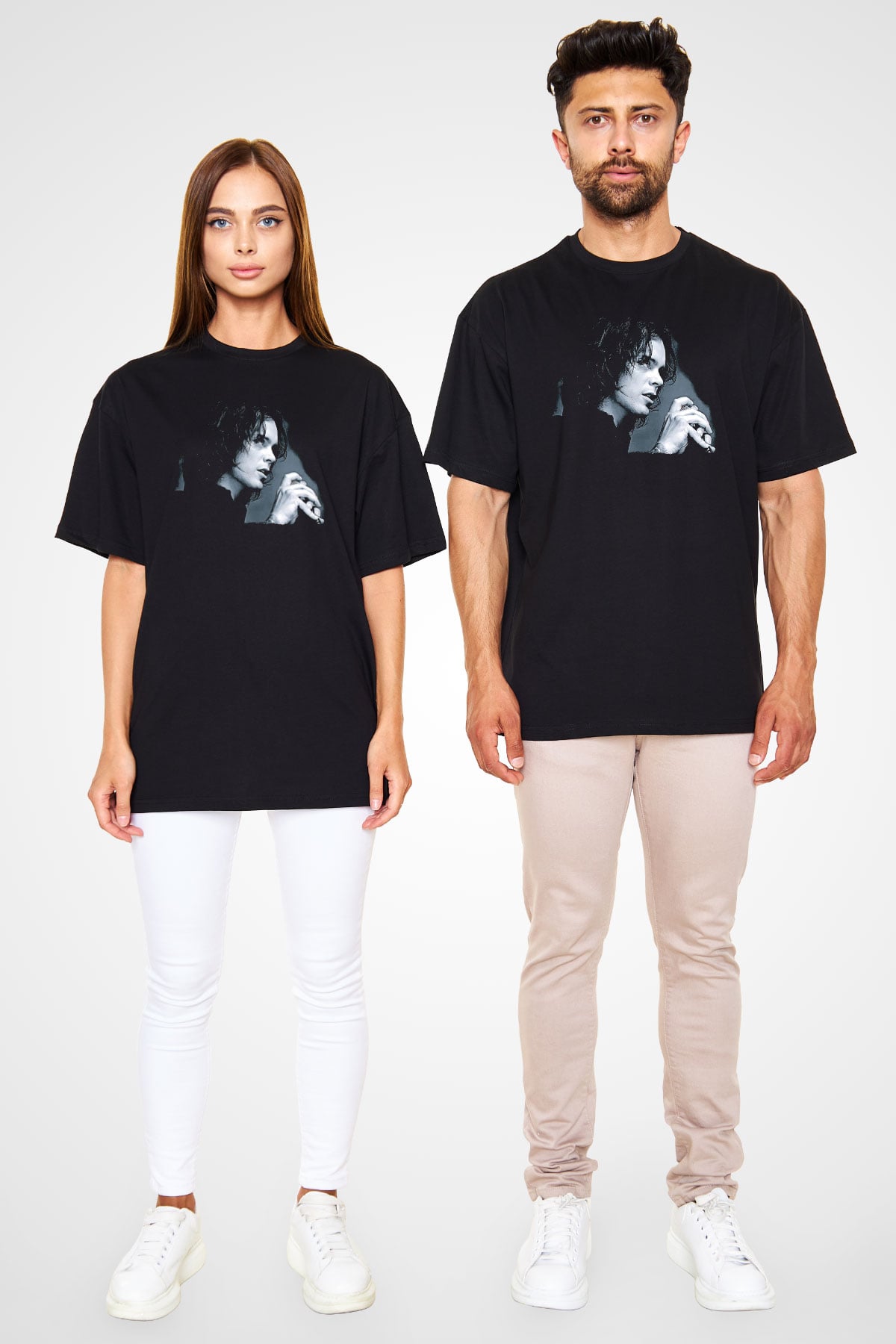 Ville Valo Baskılı Unisex Siyah Oversize Tişört - Tshirt