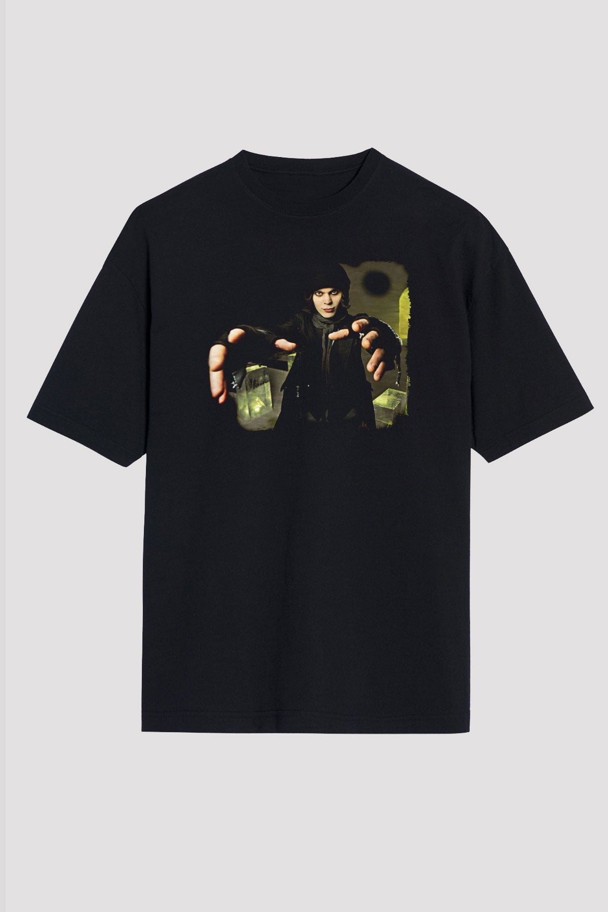 Ville Valo Baskılı Unisex Siyah Oversize Tişört - Tshirt
