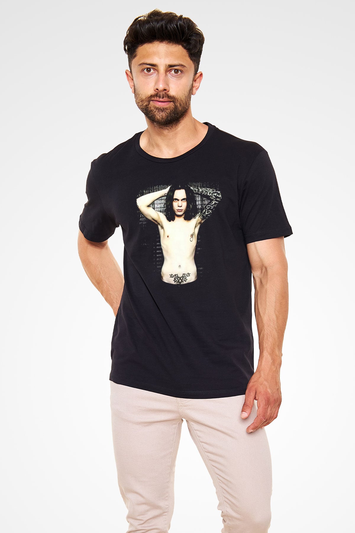 Ville Valo Baskılı Unisex Siyah Tişört - Tshirt
