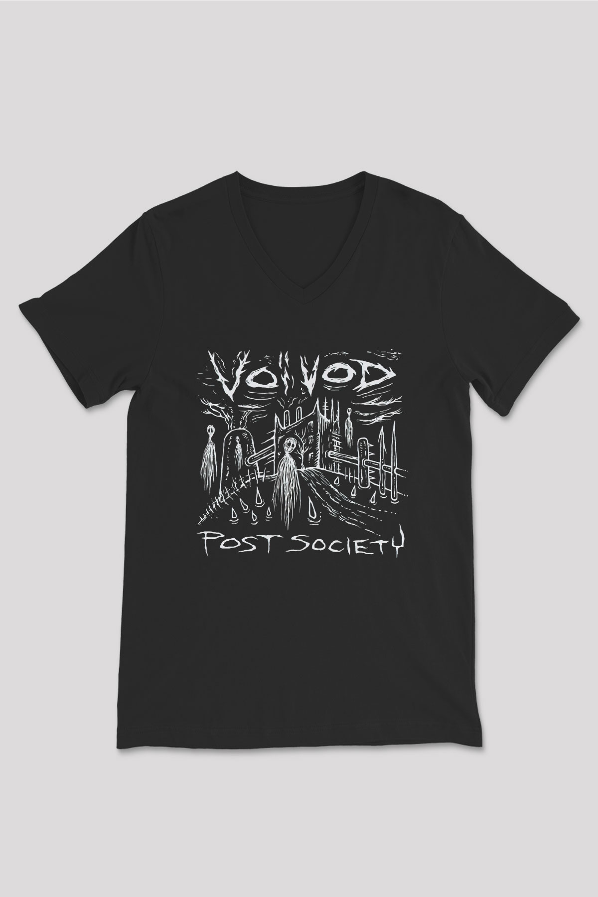 Voivod Siyah Unisex V Yaka Tişört T-Shirt