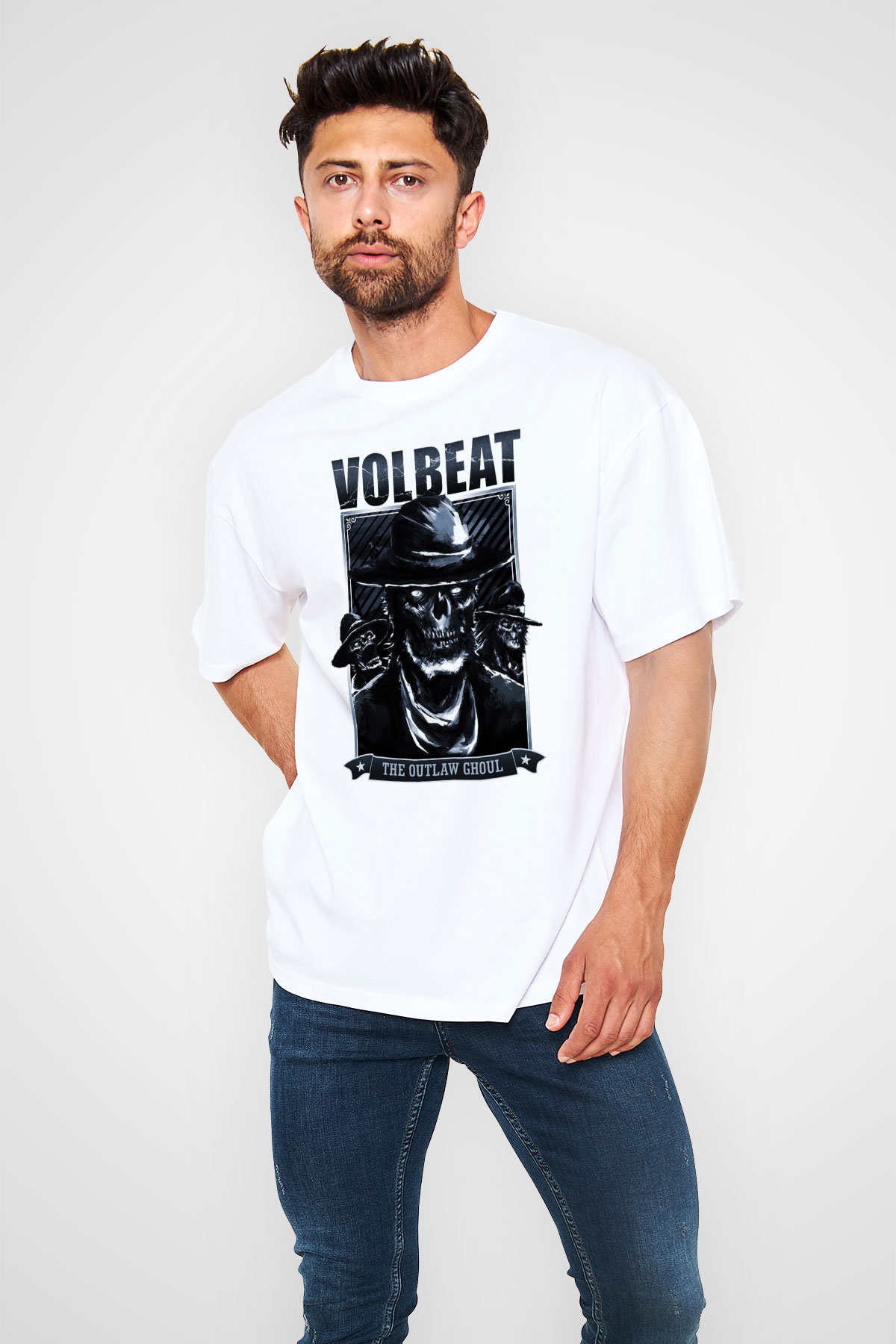 Volbeat Beyaz Unisex Oversize Tişört T-Shirt