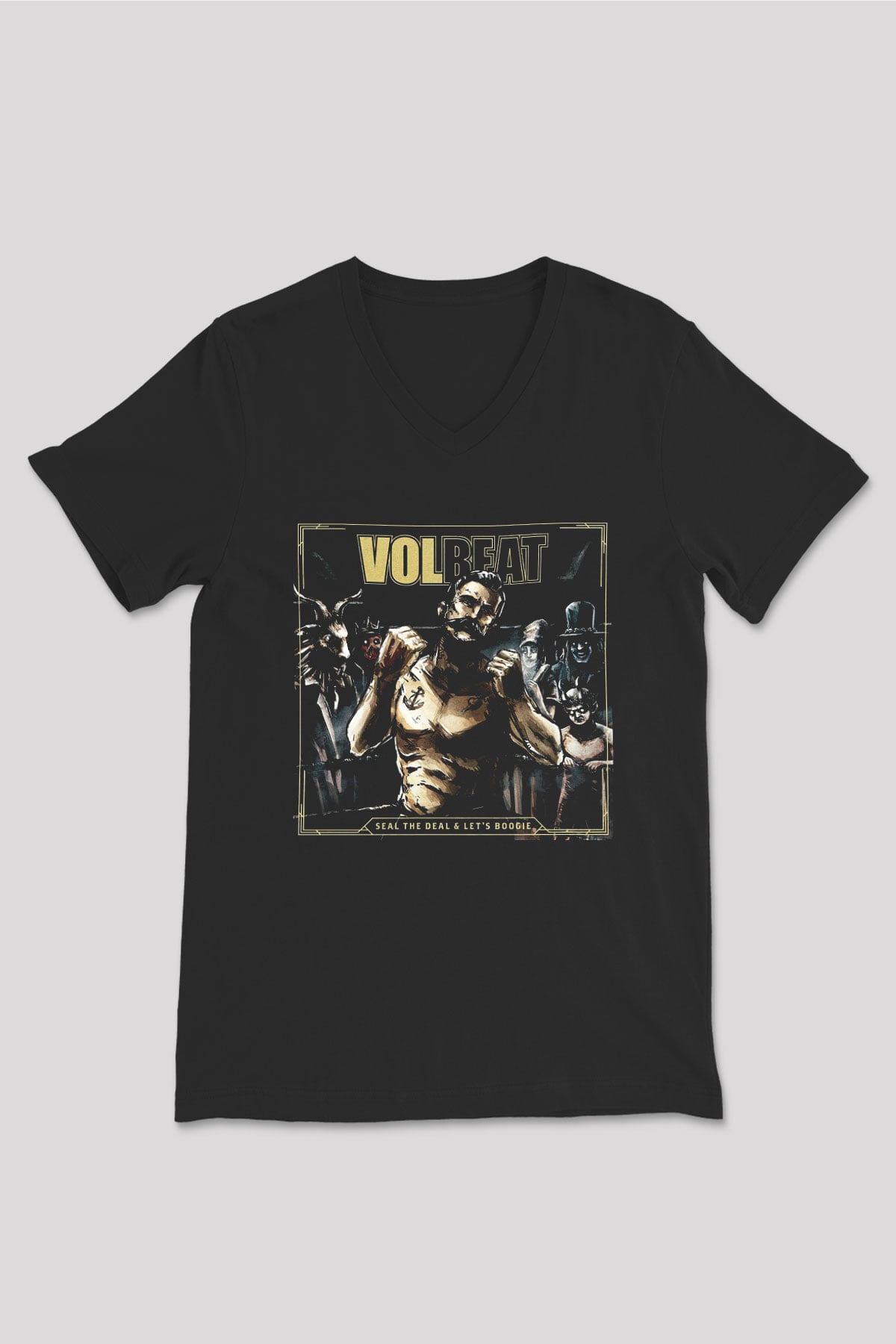 Volbeat Siyah Unisex V Yaka Tişört T-Shirt