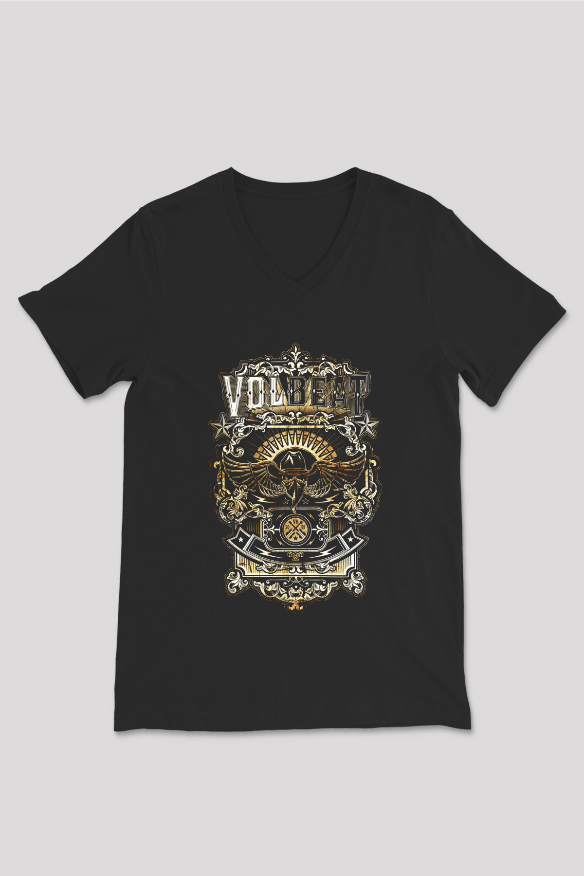 Volbeat Siyah Unisex V Yaka Tişört T-Shirt