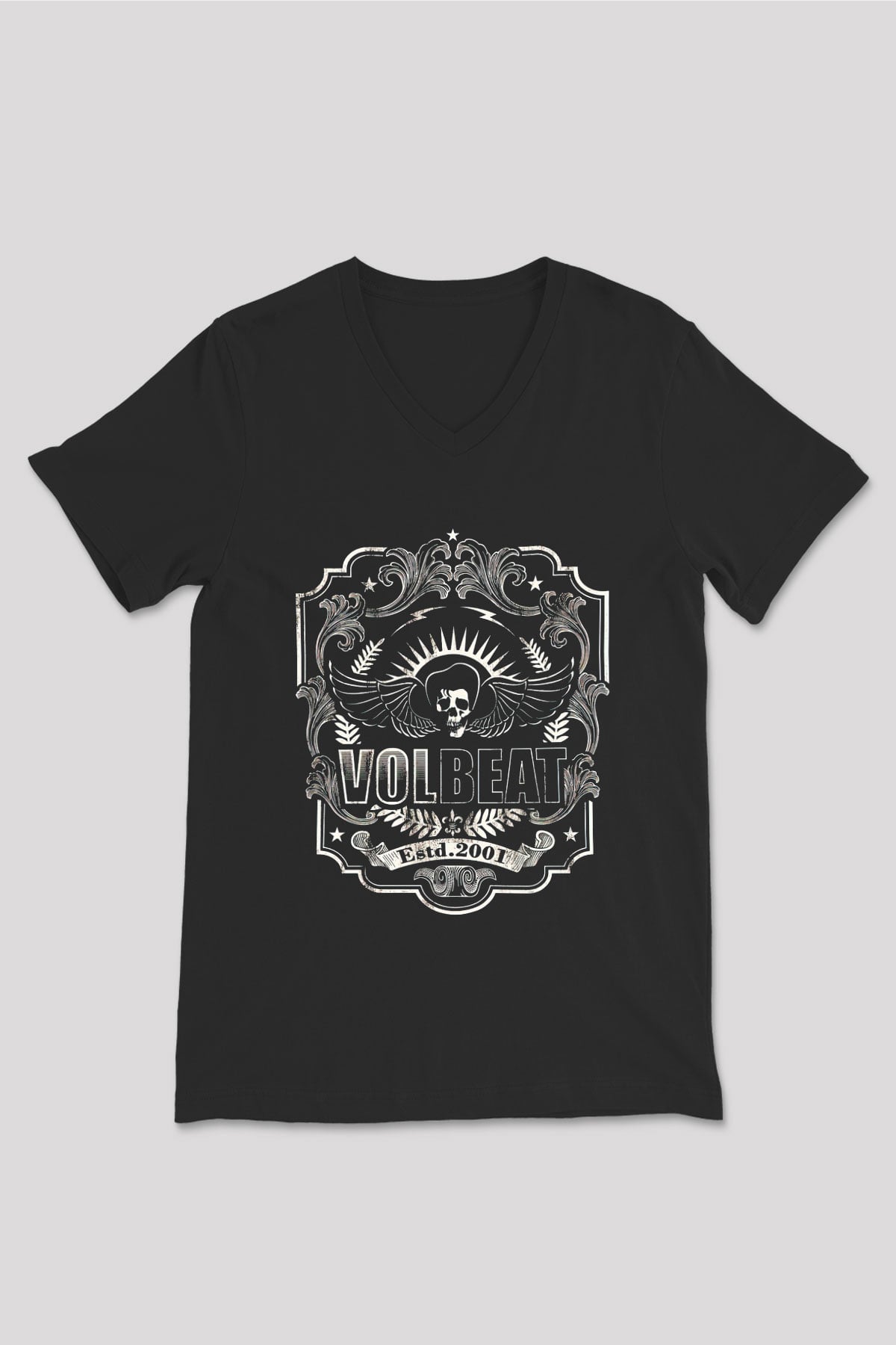 Volbeat Siyah Unisex V Yaka Tişört T-Shirt