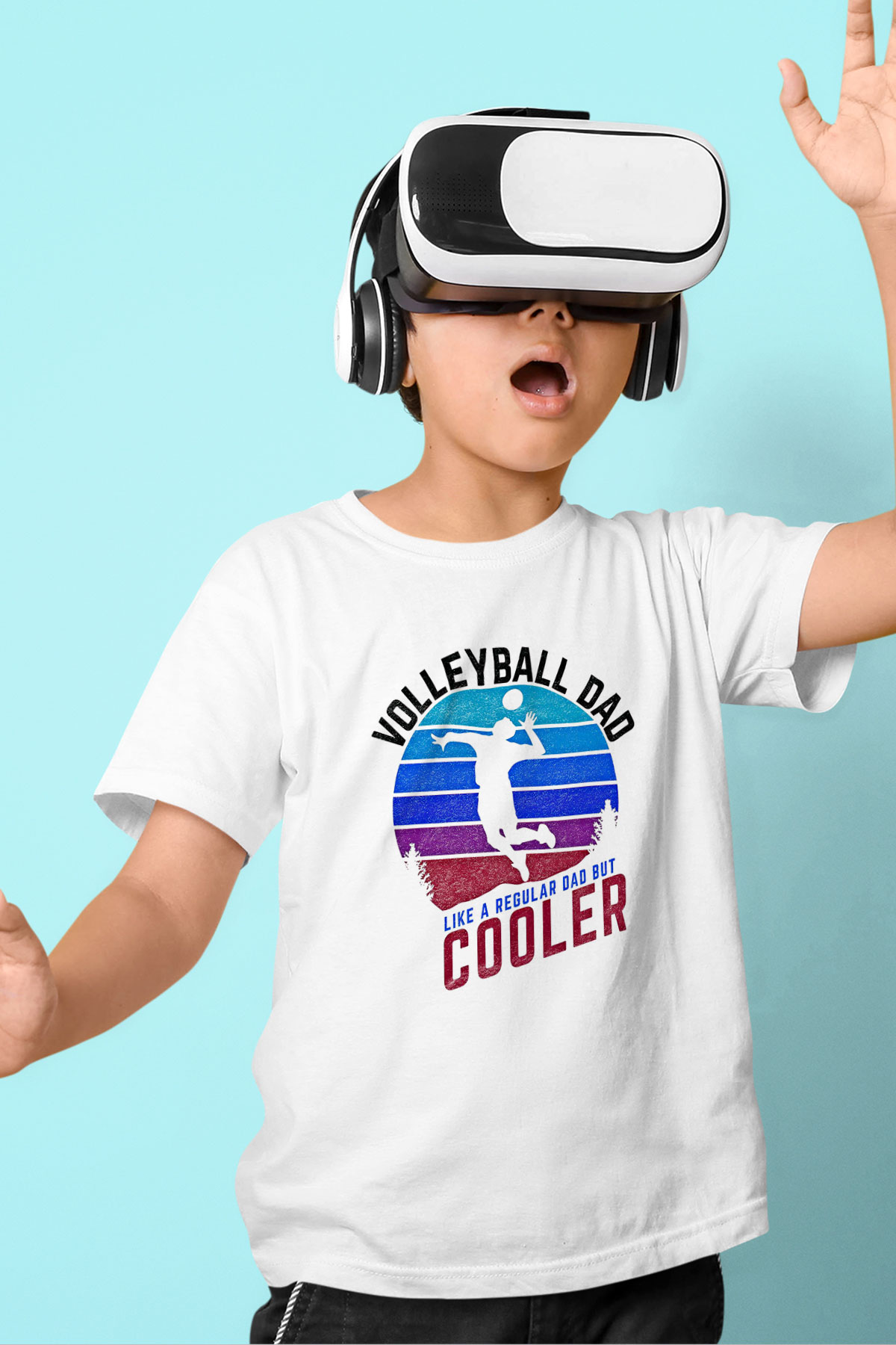 Voleybol Baskılı Unisex Beyaz Çocuk Tişört - Tshirt