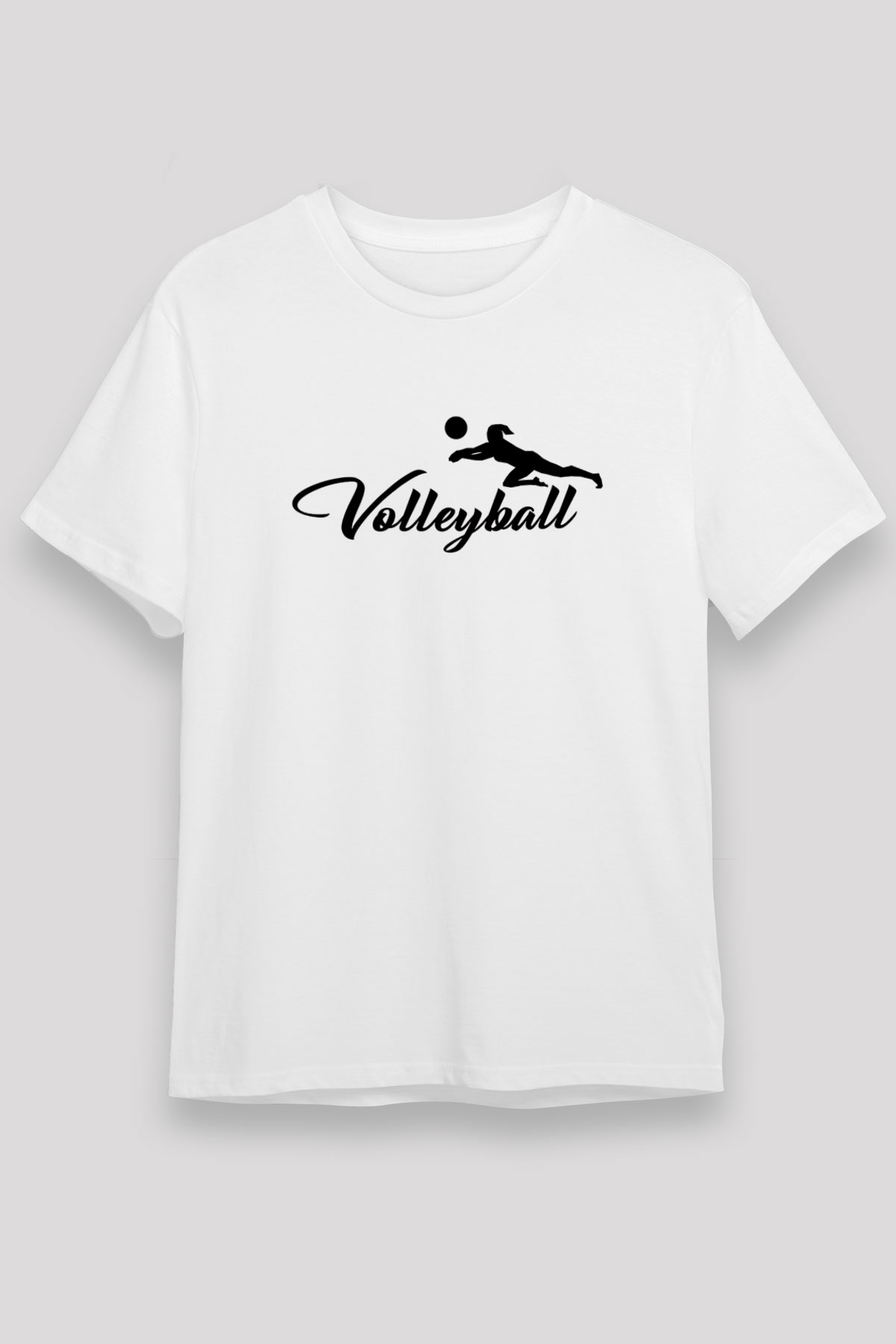 Voleybol Baskılı Unisex Beyaz Tişört - Tshirt