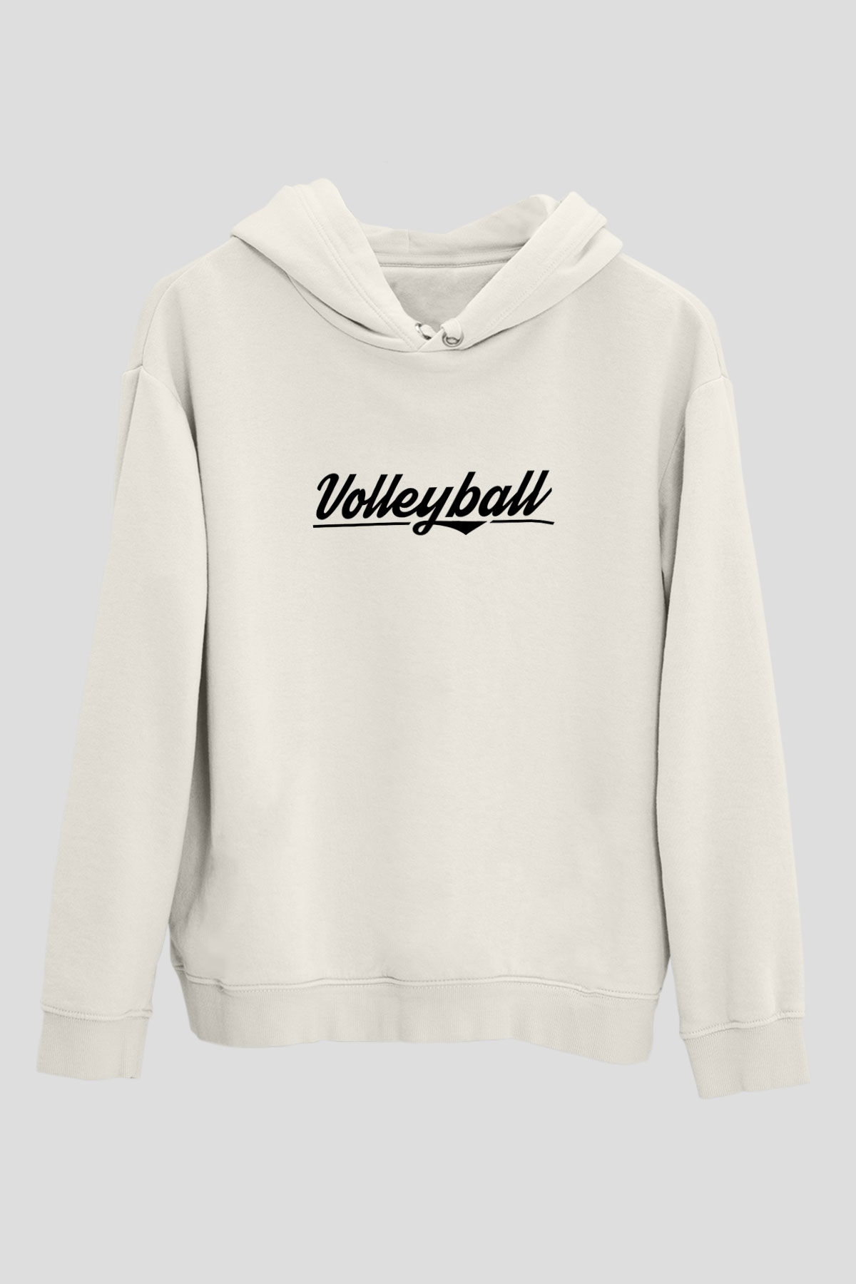 Voleybol Baskılı Unisex Ekru Hoodie