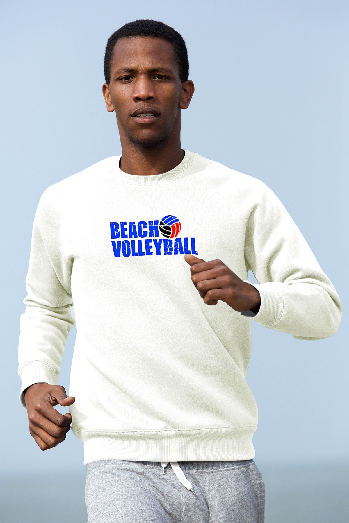 Voleybol Baskılı Unisex Ekru Sweatshirt