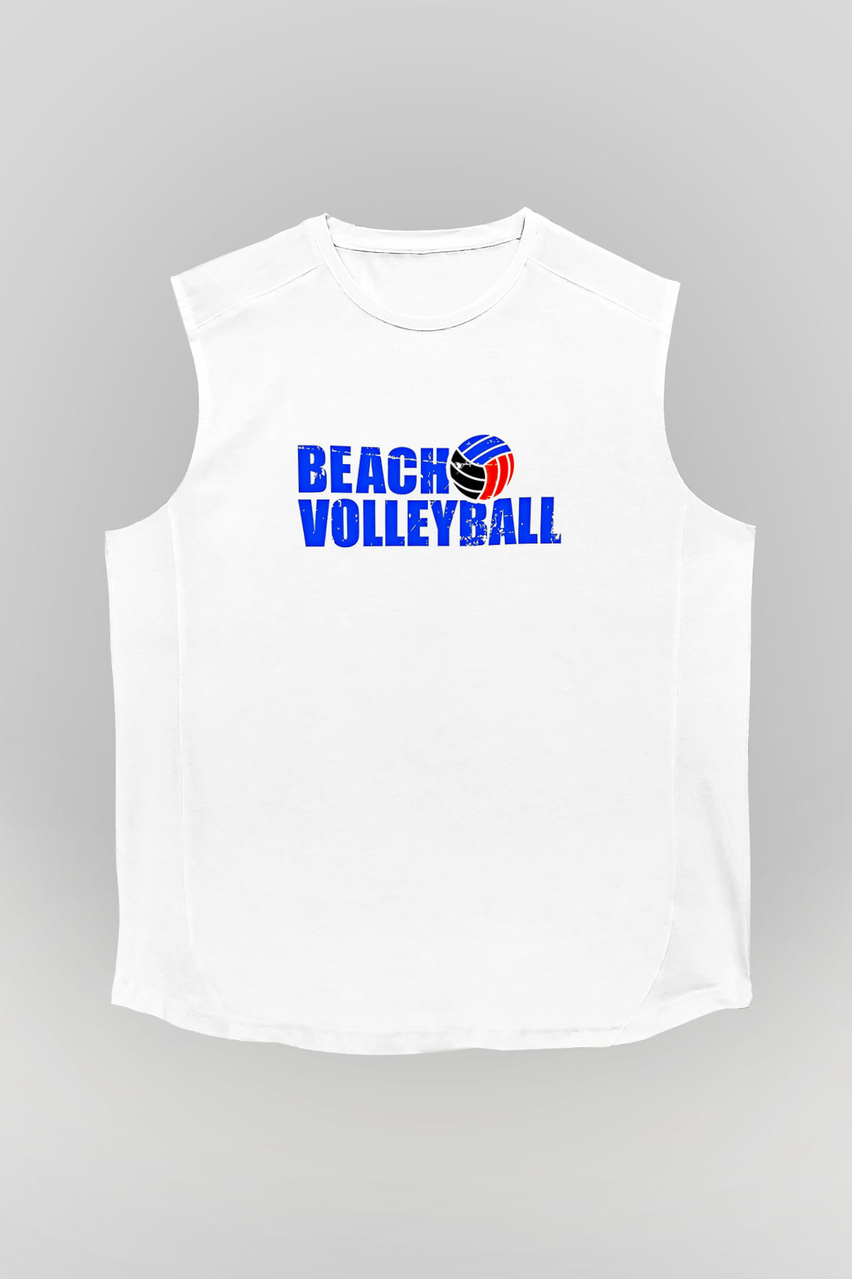 Voleybol Baskılı Unisex Kolsuz Beyaz Tişört