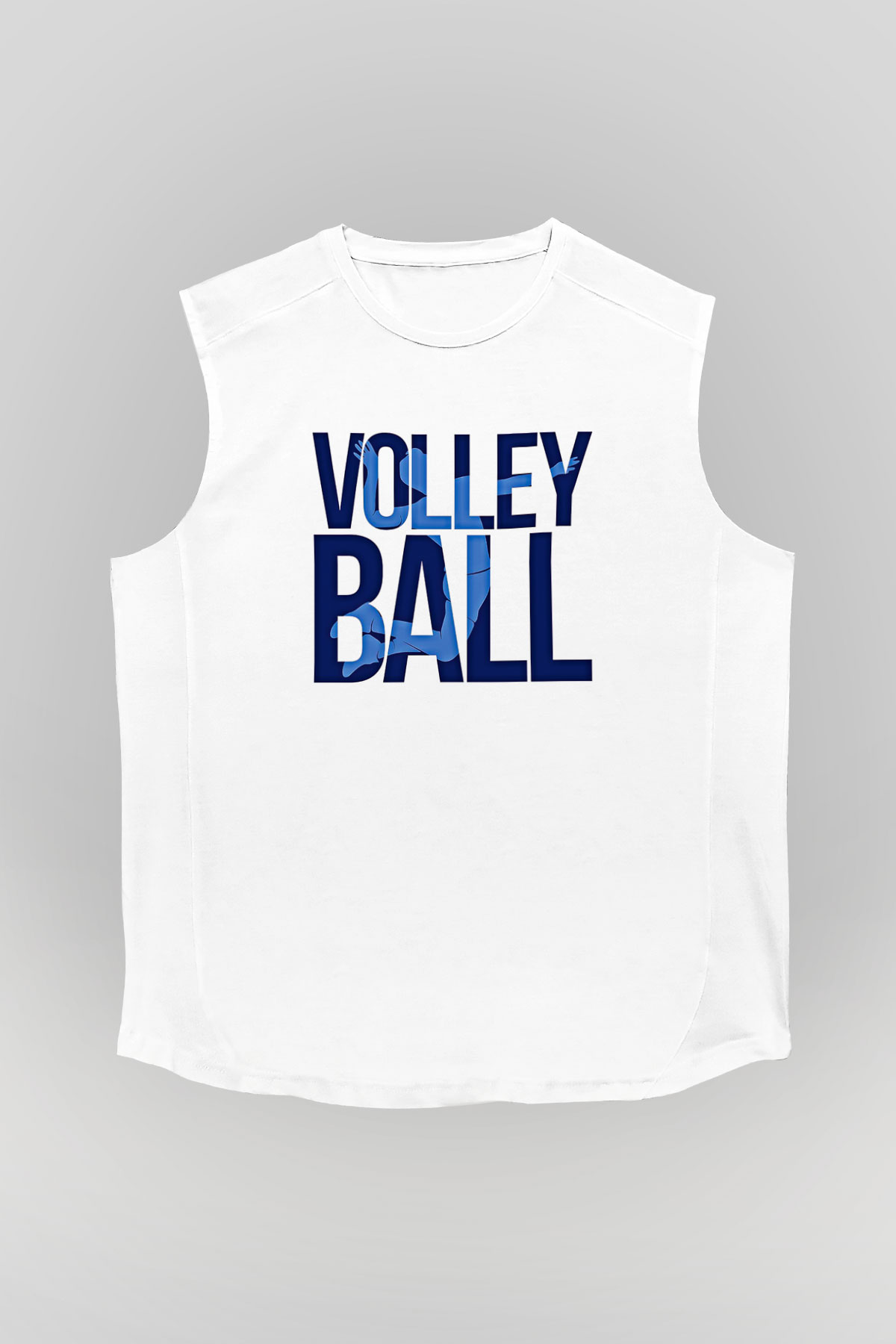 Voleybol Baskılı Unisex Kolsuz Beyaz Tişört