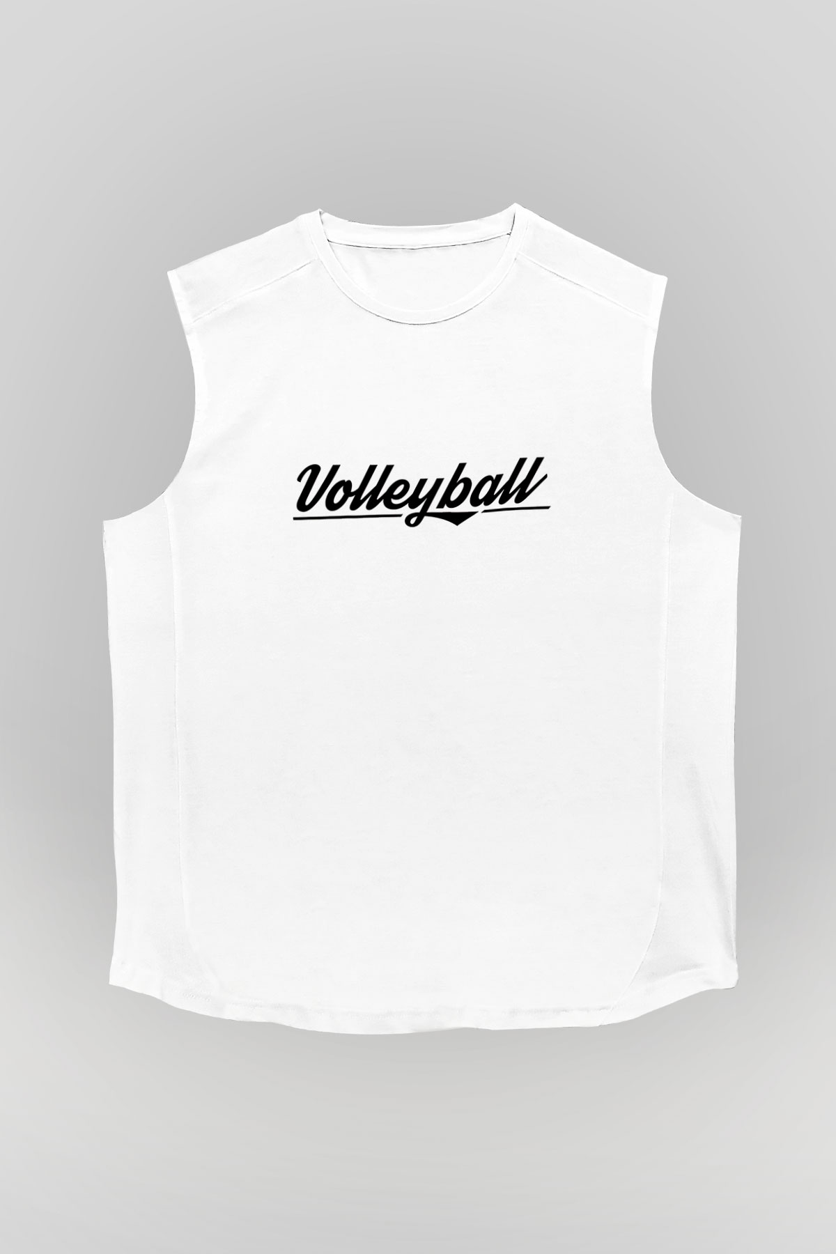 Voleybol Baskılı Unisex Kolsuz Beyaz Tişört