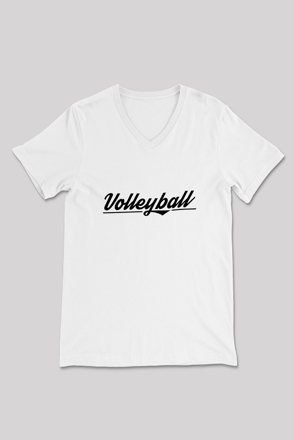 Voleybol Baskılı Unisex V Yaka Tişört - Tshirt
