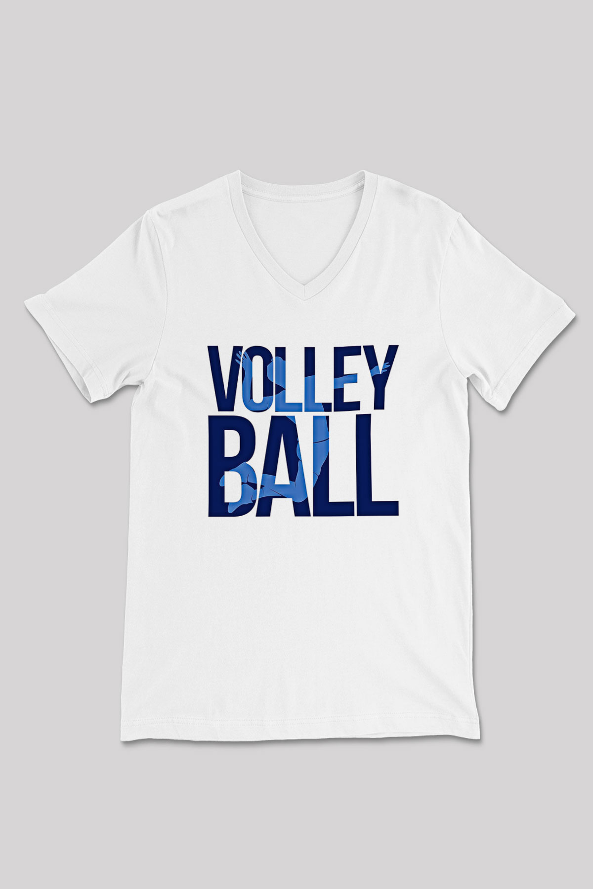 Voleybol Baskılı Unisex V Yaka Tişört - Tshirt