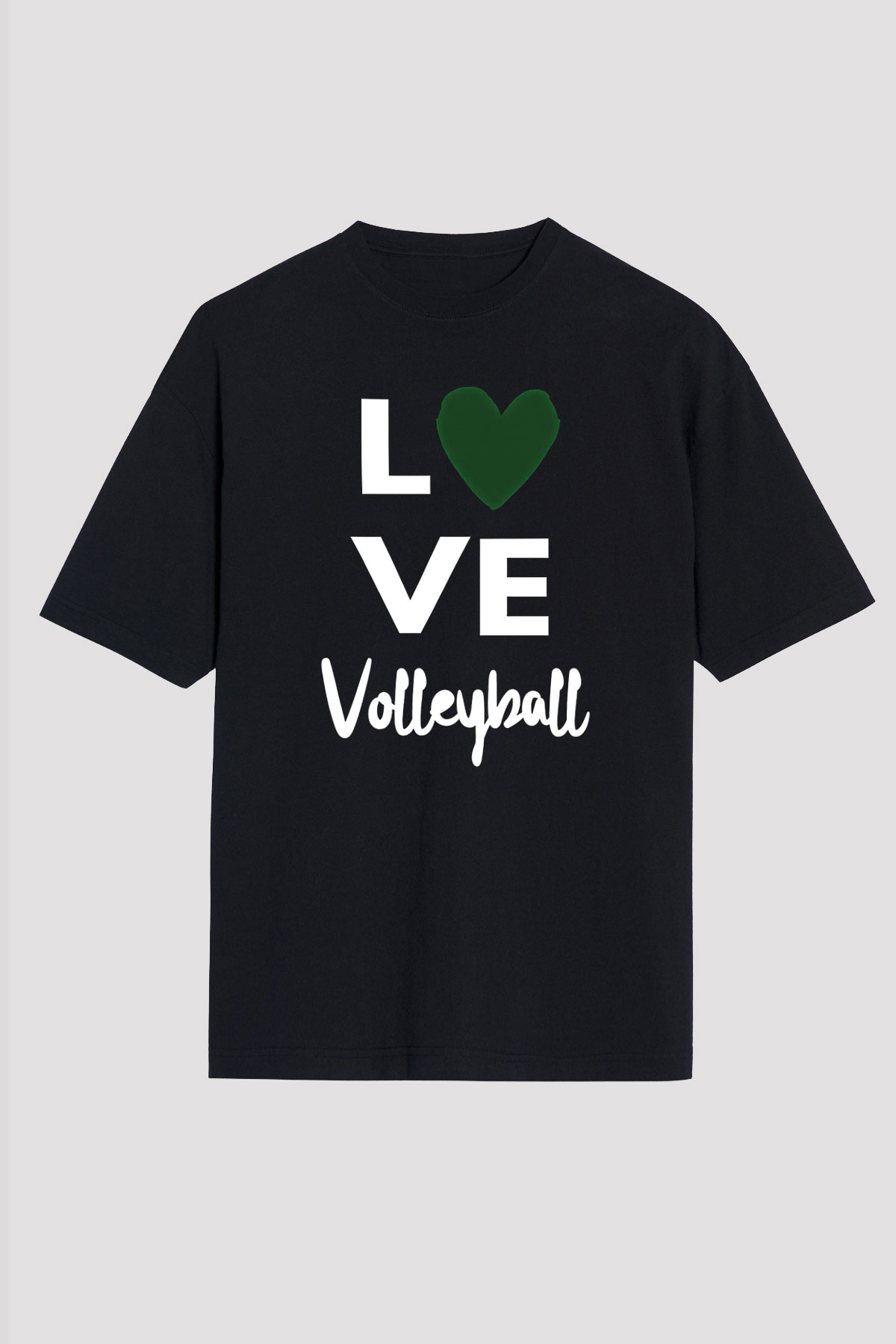 Voleybol - Volleyball Baskılı Unisex Siyah Oversize Tişört