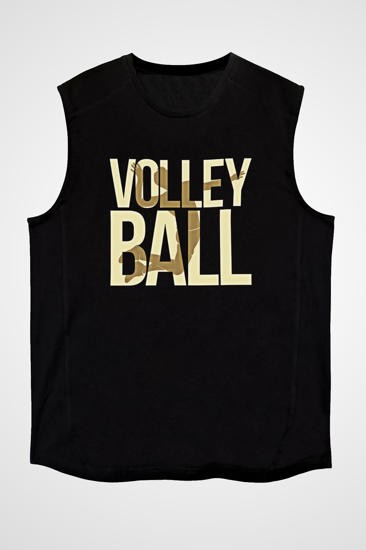 Voleybol - Volleyball Baskılı Unisex Siyah Kolsuz Tişört