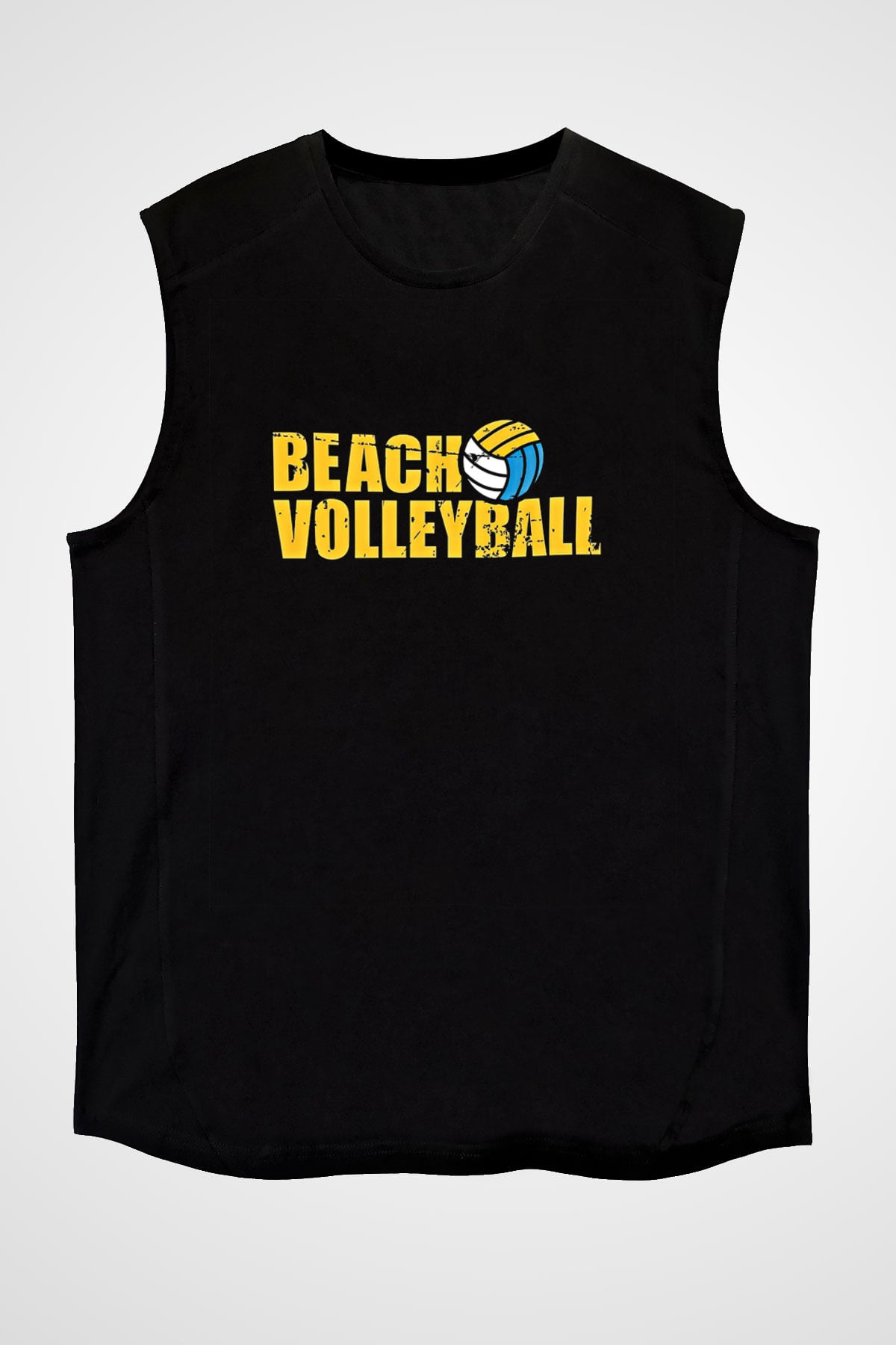 Voleybol - Volleyball Baskılı Unisex Siyah Kolsuz Tişört