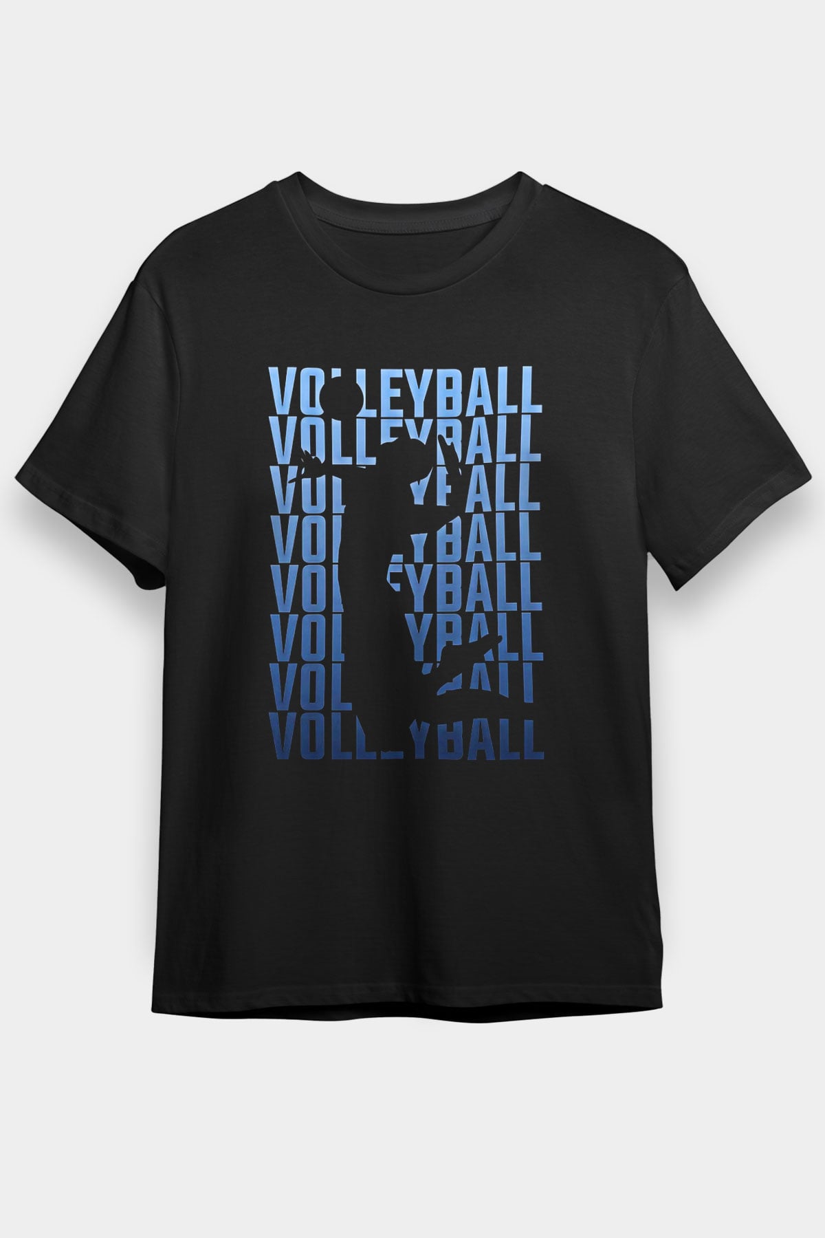 Voleybol - Volleyball Baskılı Unisex Siyah Tişört - Tshirt