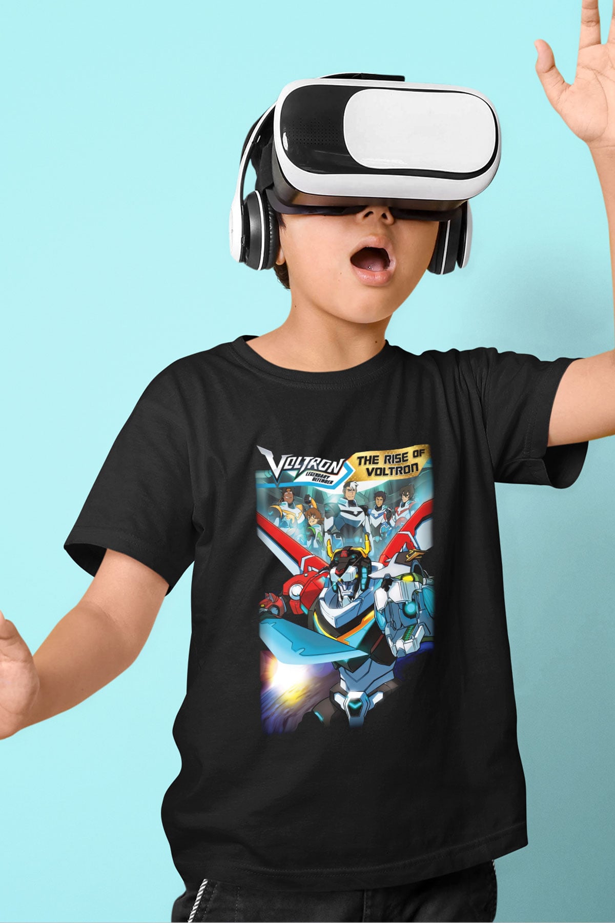 Voltron Baskılı Siyah Unisex Çocuk Tişört