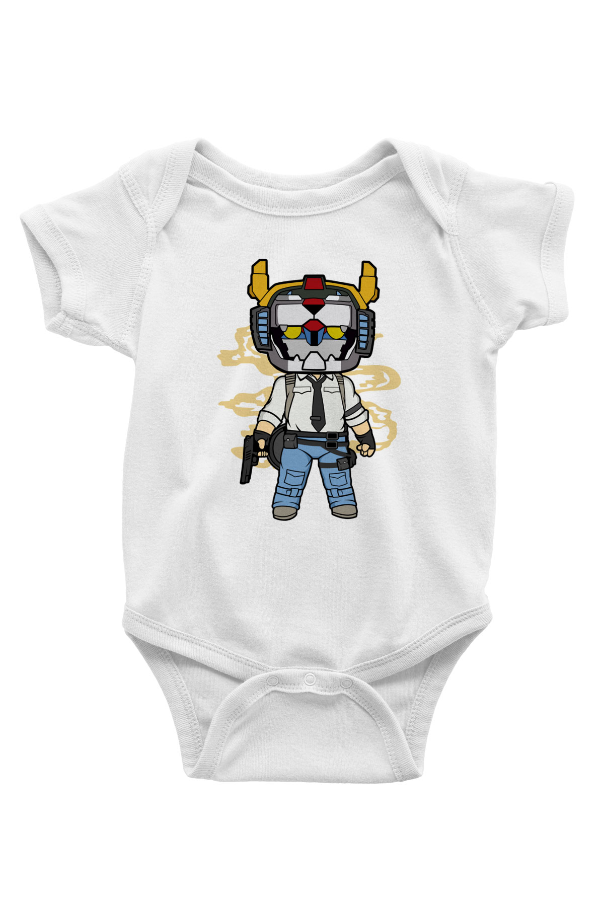 Voltron Pub-G Baskılı Unisex Beyaz Bebek Body - Zıbın