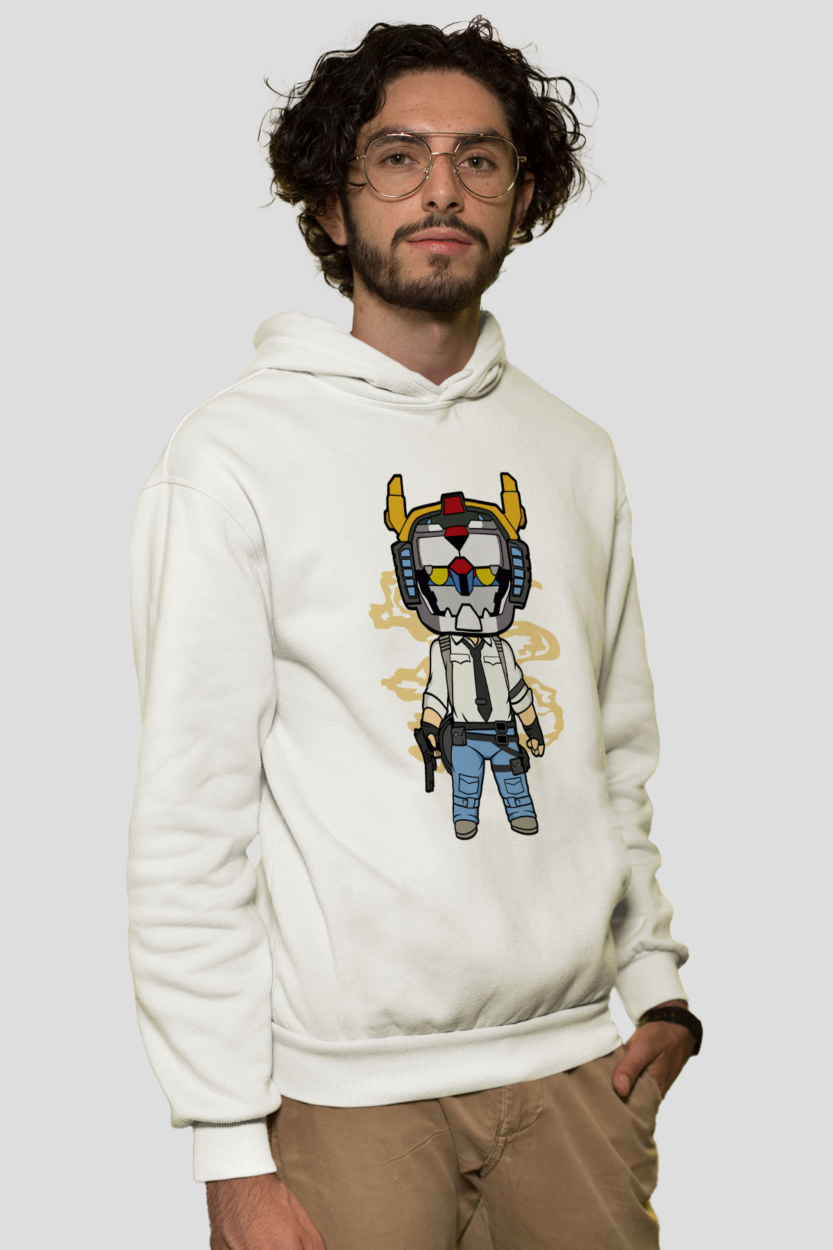 Voltron Pub-G Baskılı Unisex Beyaz Hoodie