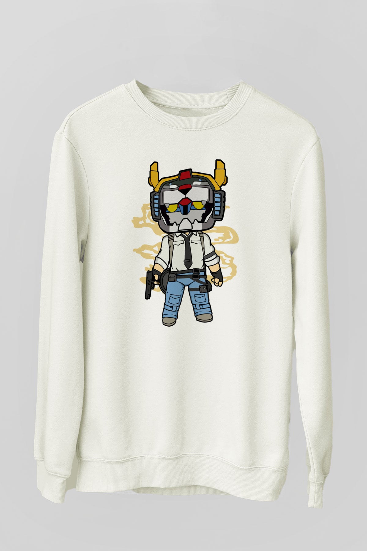 Voltron Pub-G Baskılı Unisex Beyaz Sweatshirt