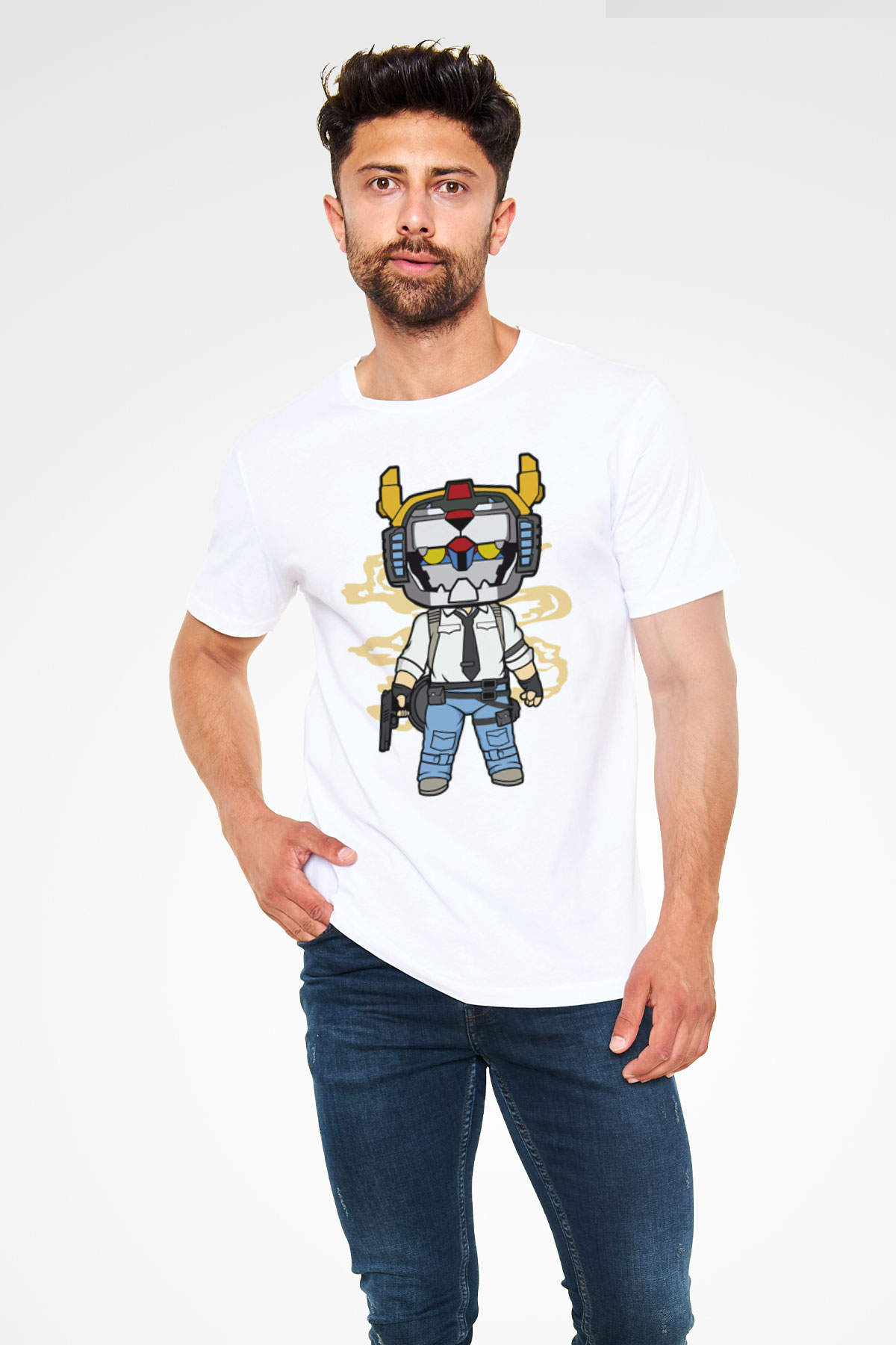 Voltron Pub-G Baskılı Unisex Beyaz Tişört