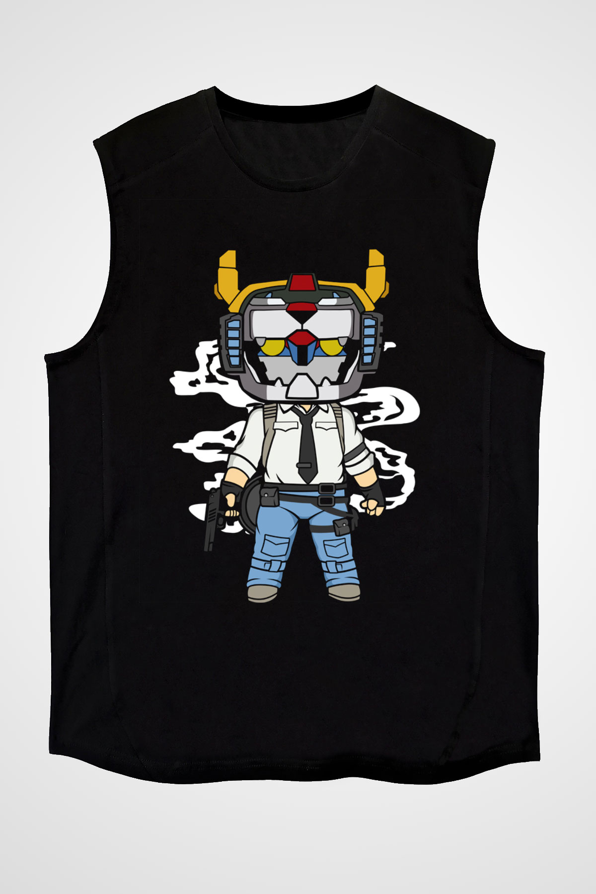 Voltron Pub-G Baskılı Unisex Siyah Kolsuz Tişört