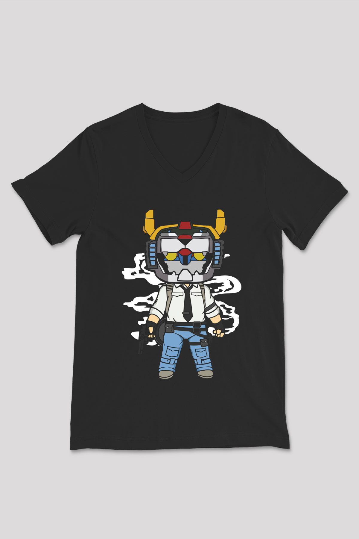 Voltron Pub-G Baskılı Unisex Siyah V Yaka Tişört
