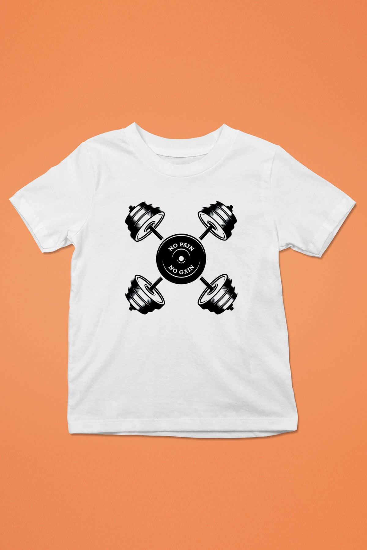 Vücut geliştirme Baskılı Beyaz Unisex Çocuk Tişört