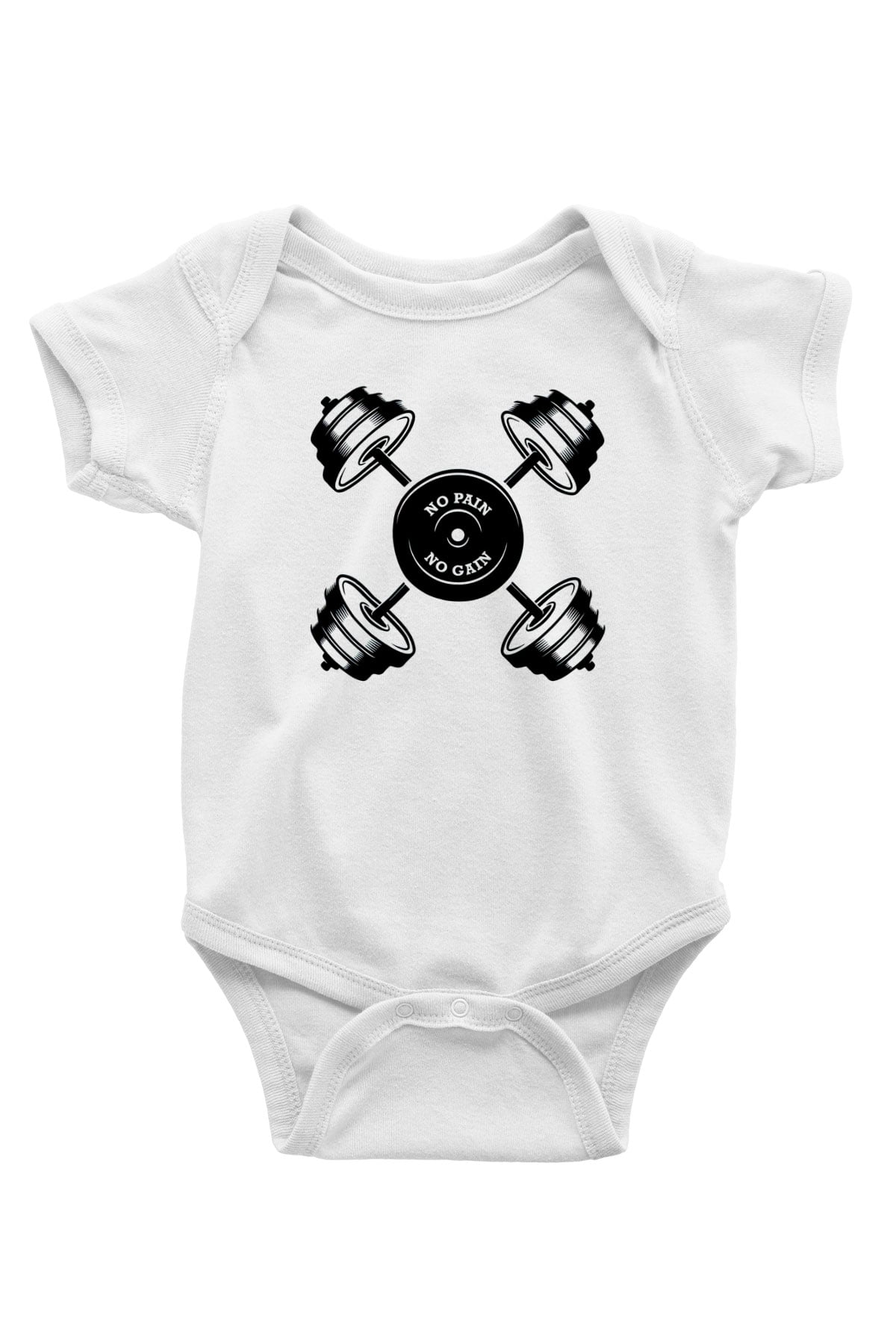 Vücut geliştirme Baskılı Beyaz Unisex Bebek Body - Zıbın