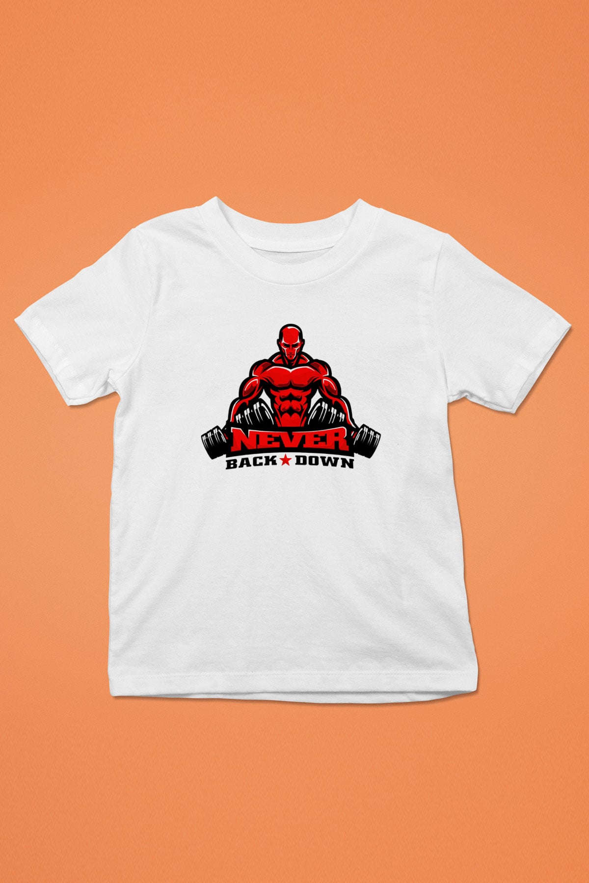 Vücut geliştirme Baskılı Beyaz Unisex Çocuk Tişört