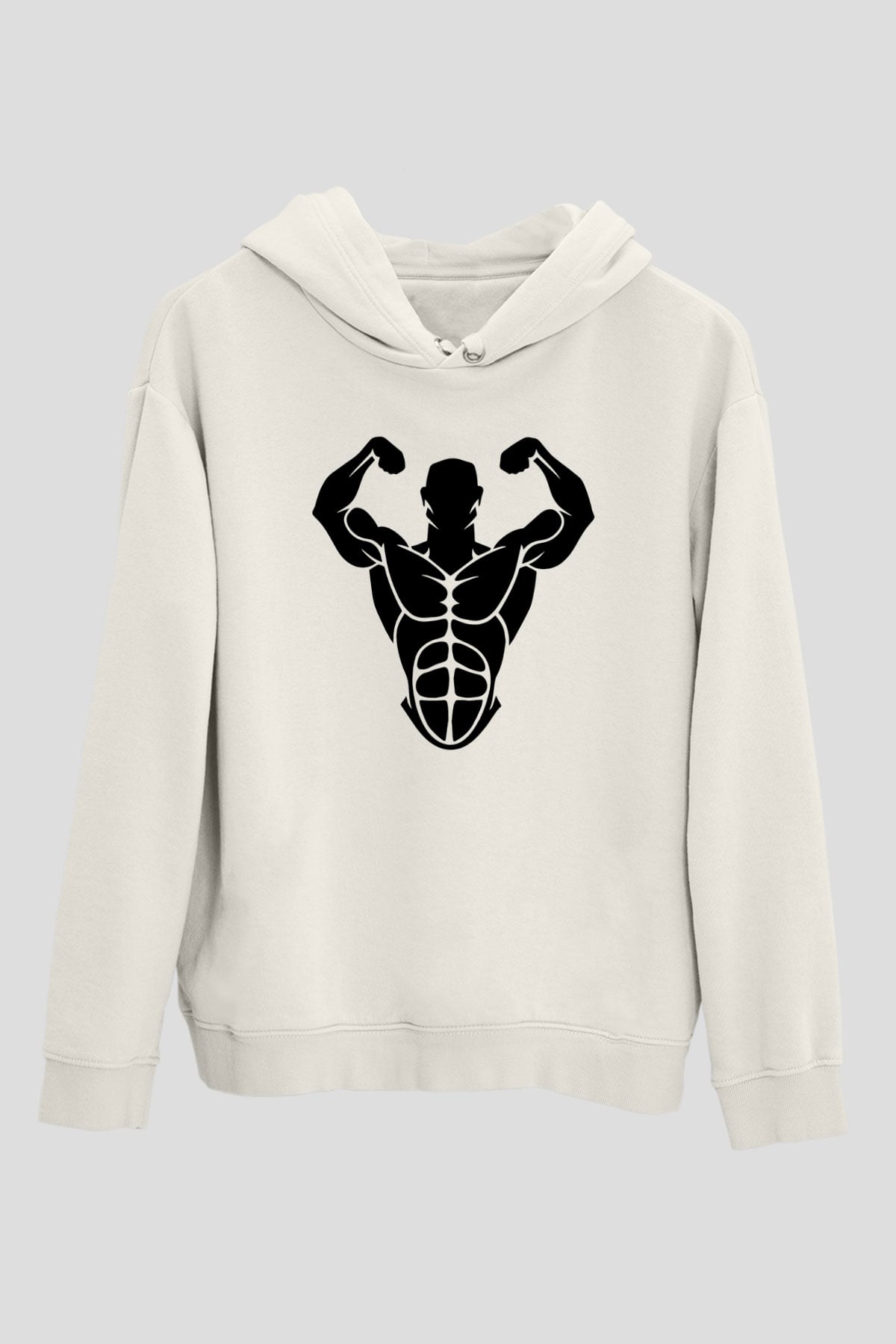 Vücut geliştirme Beyaz Unisex Hoodie