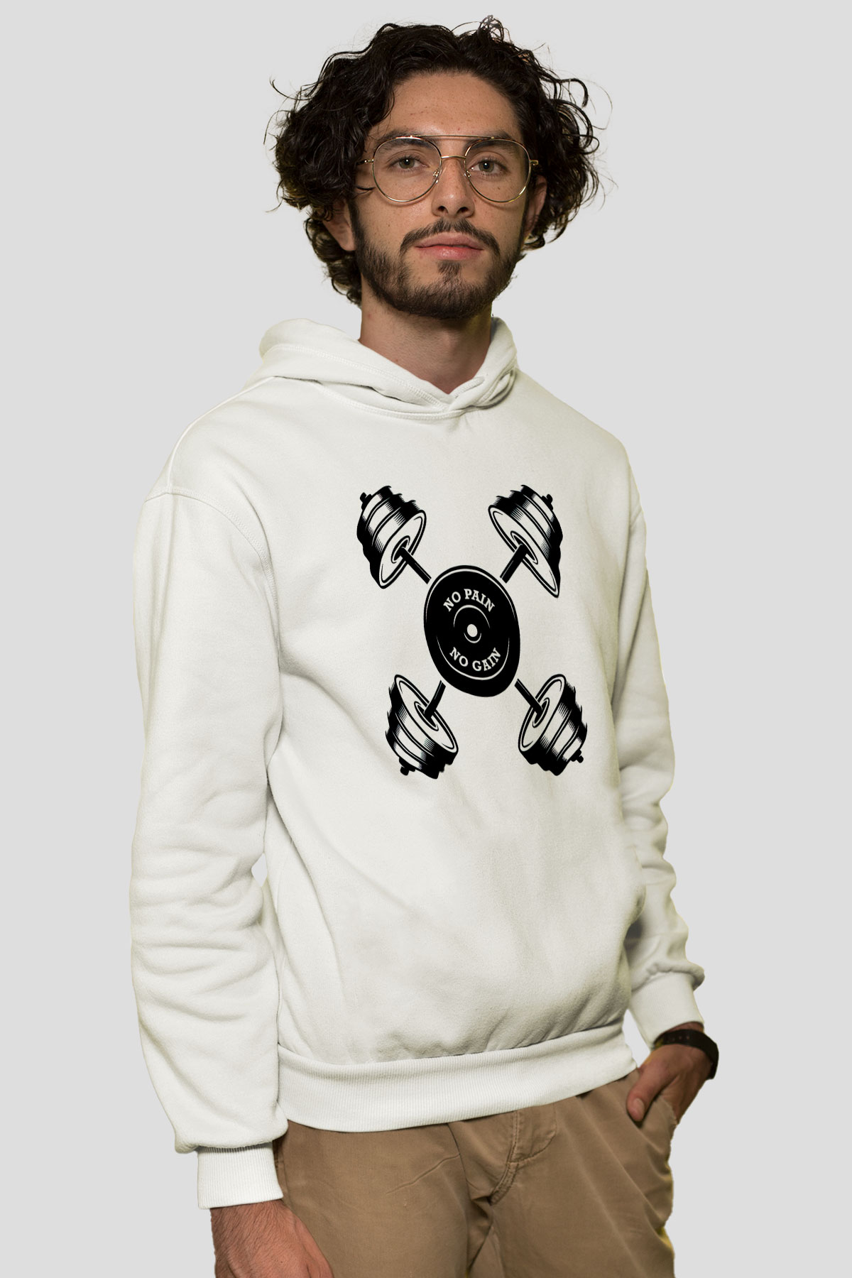 Vücut geliştirme Beyaz Unisex Hoodie