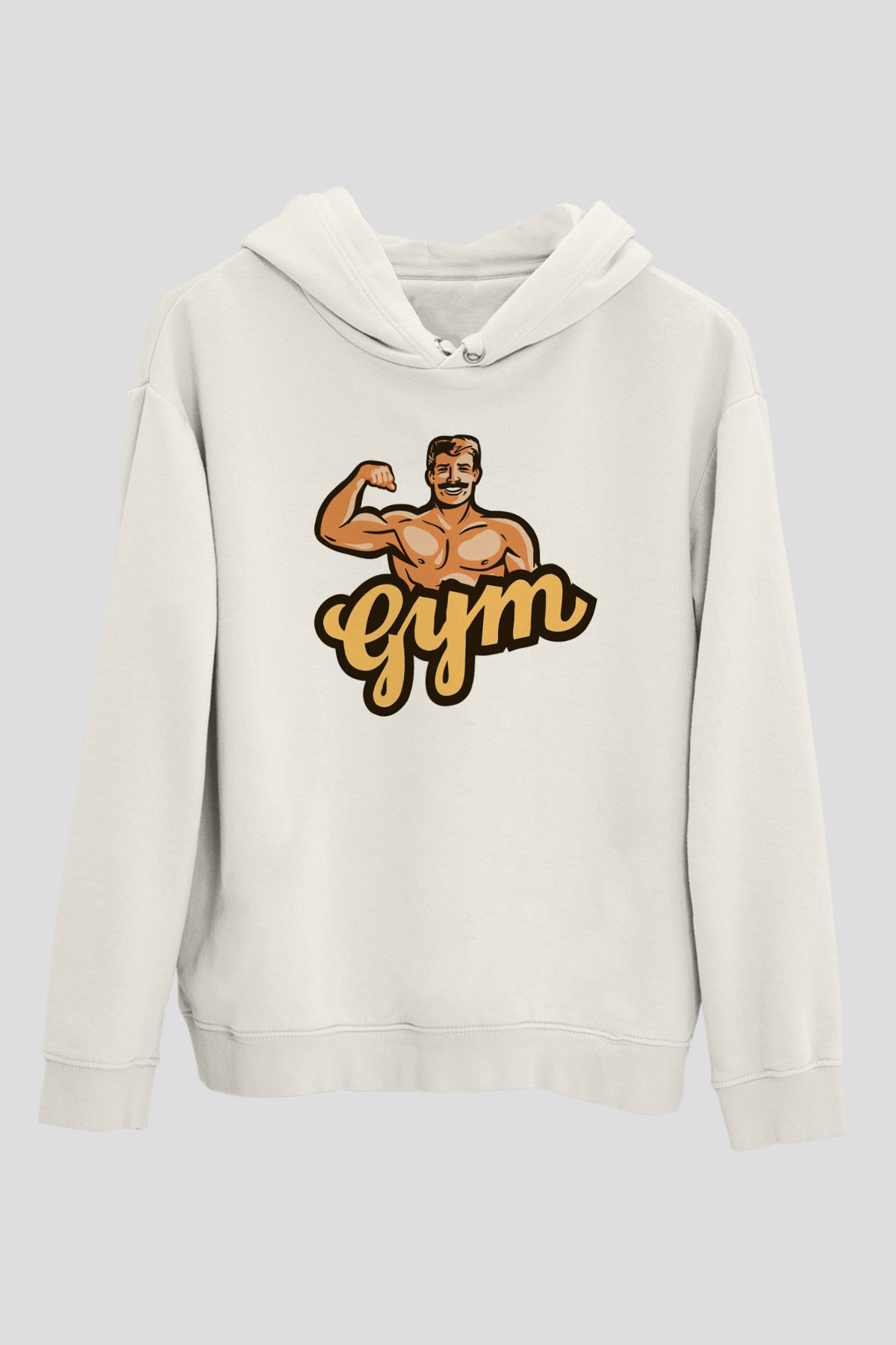 Vücut geliştirme Beyaz Unisex Kapüşonlu Sweatshirt
