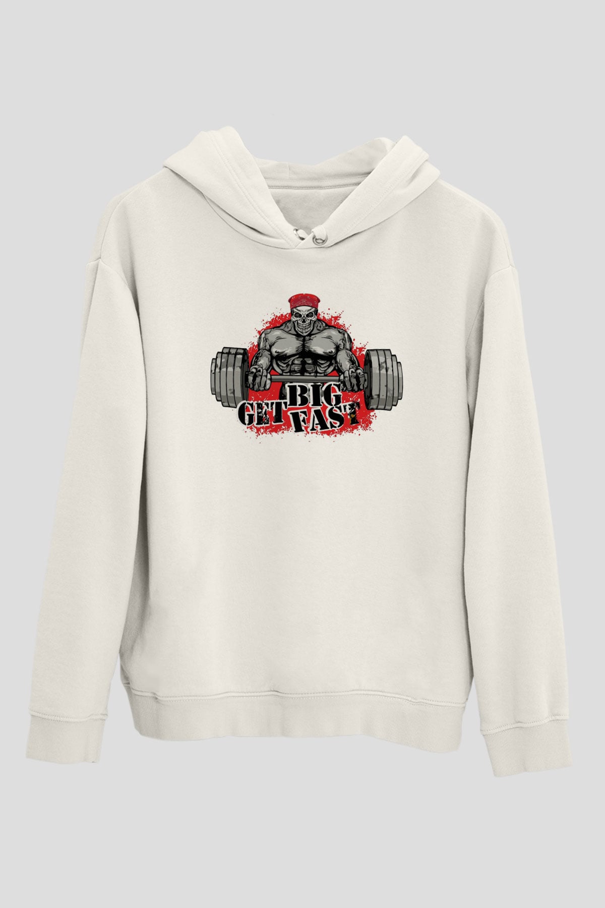 Vücut geliştirme Beyaz Unisex Kapüşonlu Sweatshirt