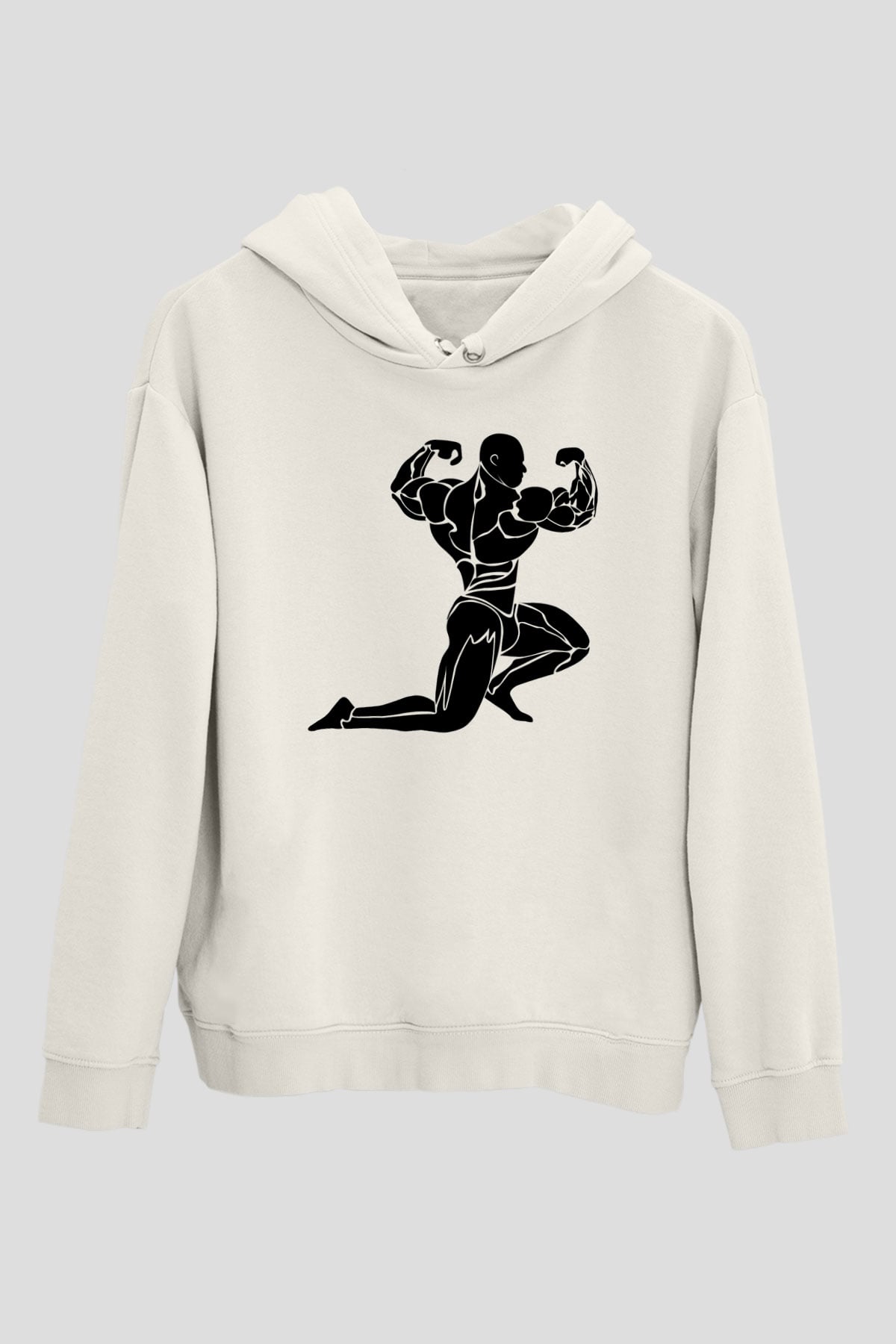 Vücut geliştirme Beyaz Unisex Kapüşonlu Sweatshirt