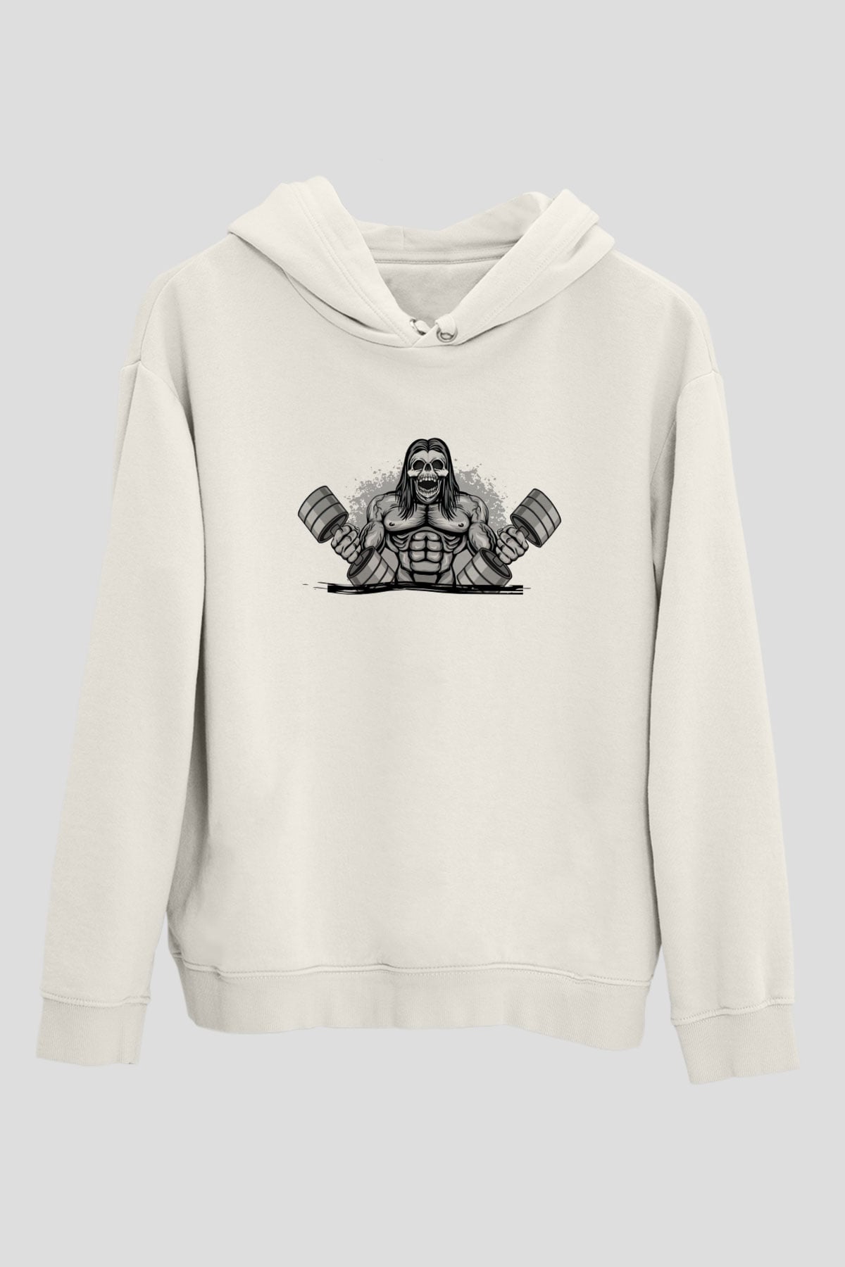 Vücut geliştirme Beyaz Unisex Kapüşonlu Sweatshirt