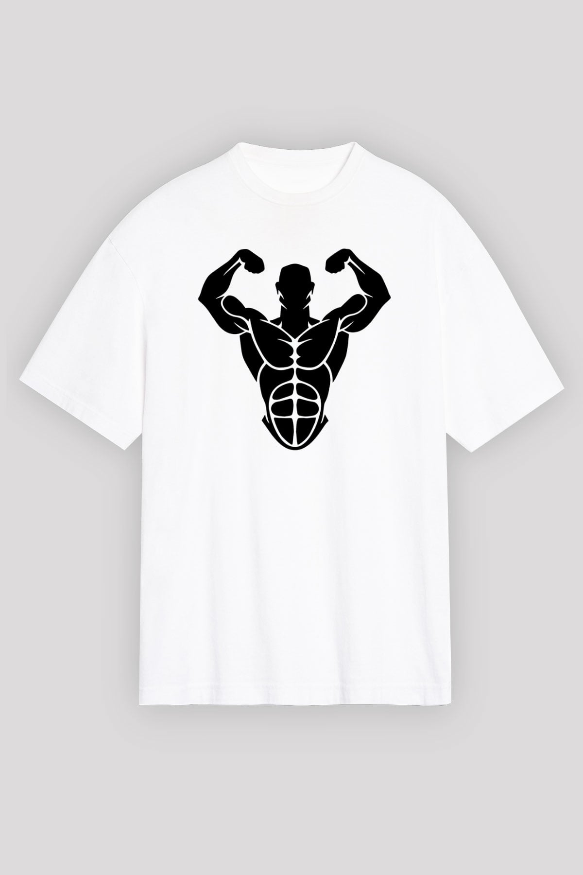 Vücut geliştirme Beyaz Unisex Oversize Tişört T-Shirt