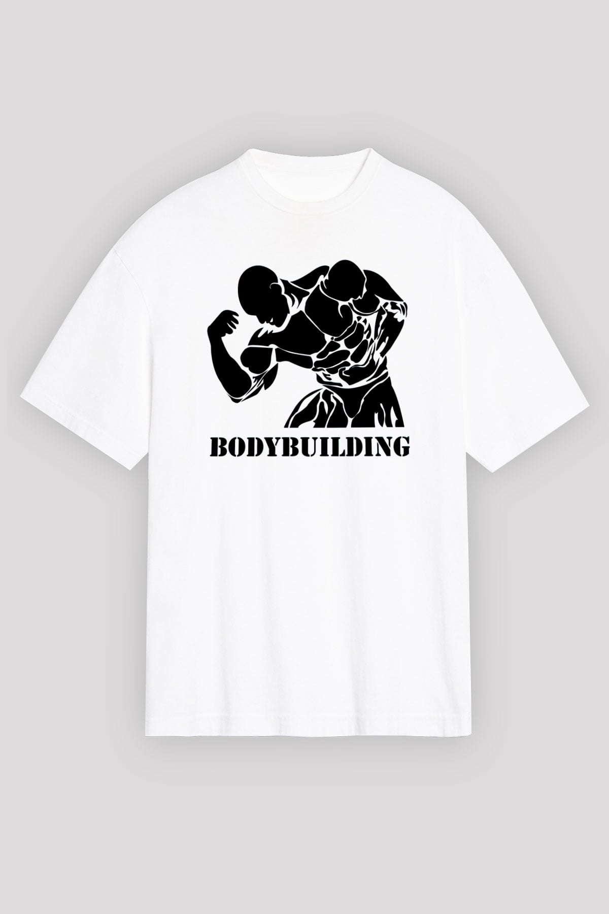Vücut geliştirme Beyaz Unisex Oversize Tişört T-Shirt