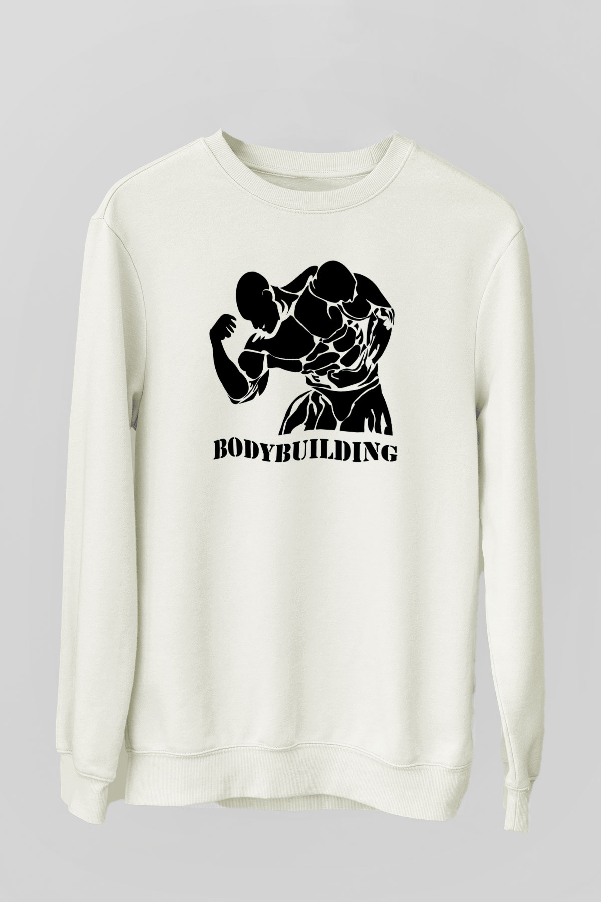 Vücut geliştirme Beyaz Unisex Sweatshirt