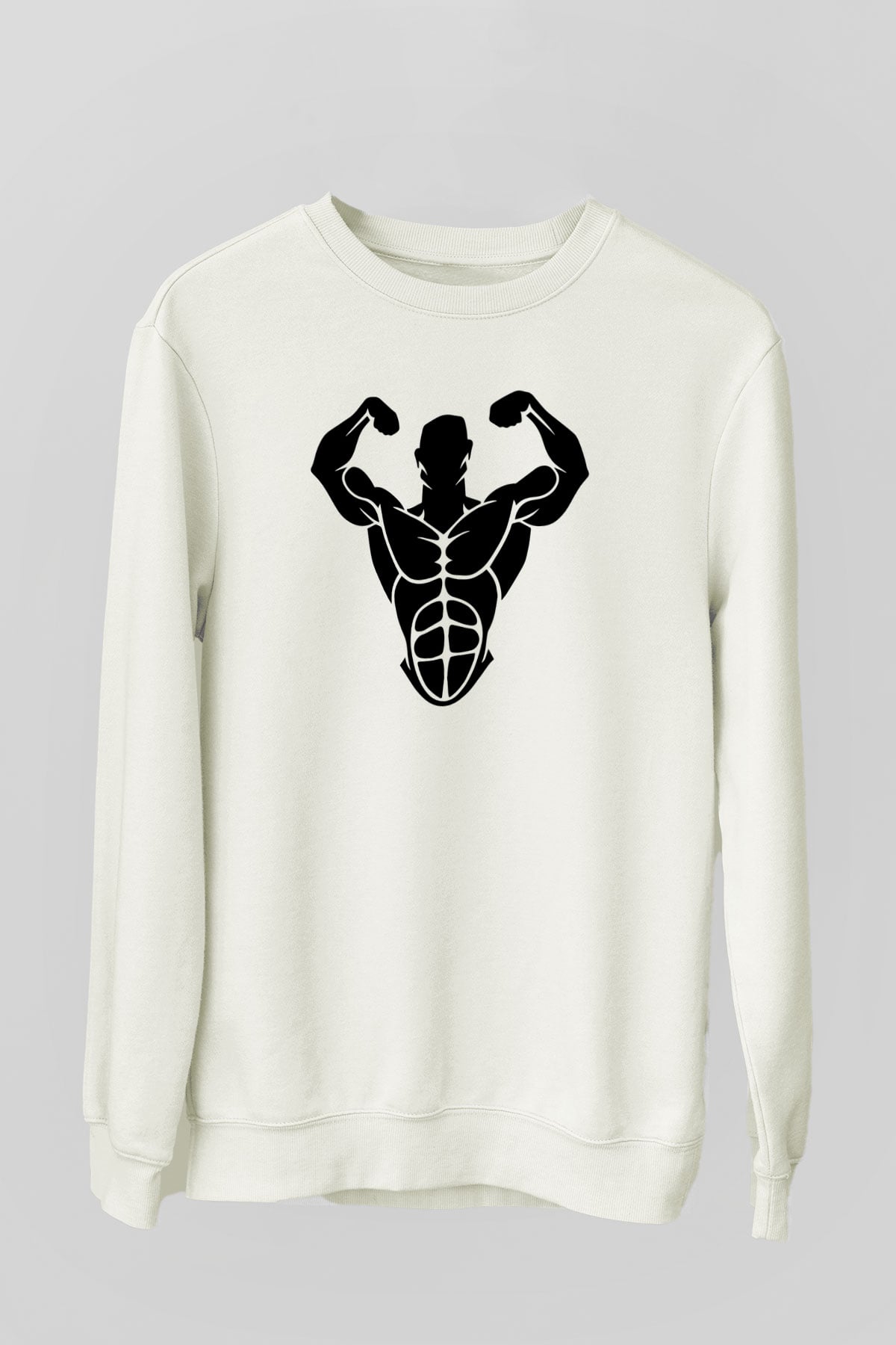 Vücut geliştirme Beyaz Unisex Sweatshirt