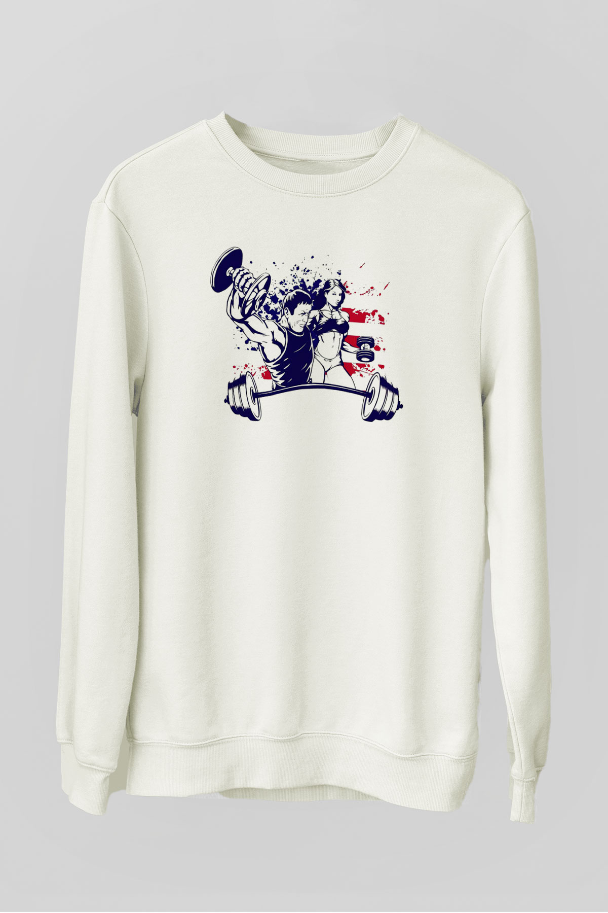 Vücut geliştirme Beyaz Unisex Sweatshirt