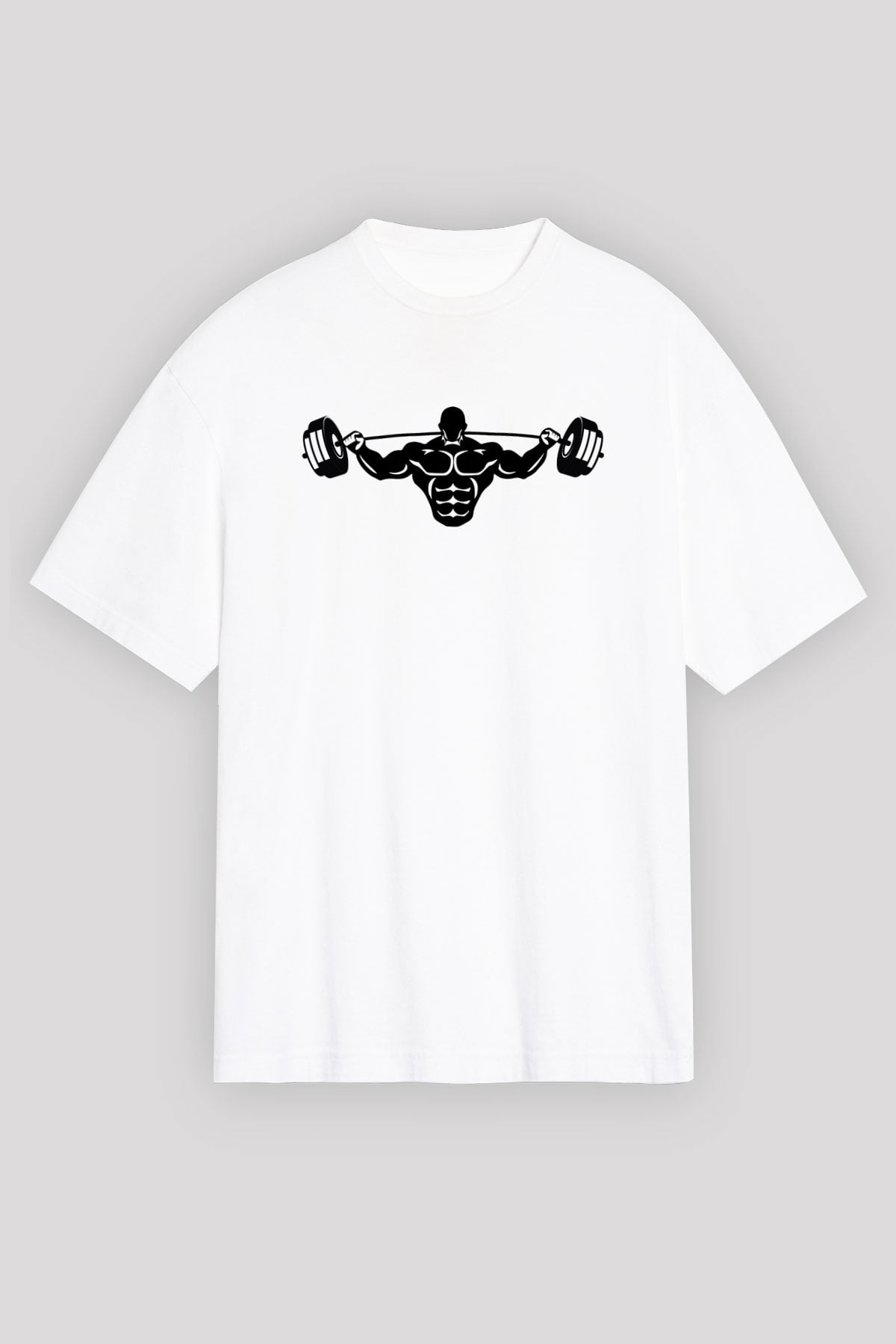 Vücut geliştirme Beyaz Oversize Tişört Oversize T-shirt - TişörtFabrikası