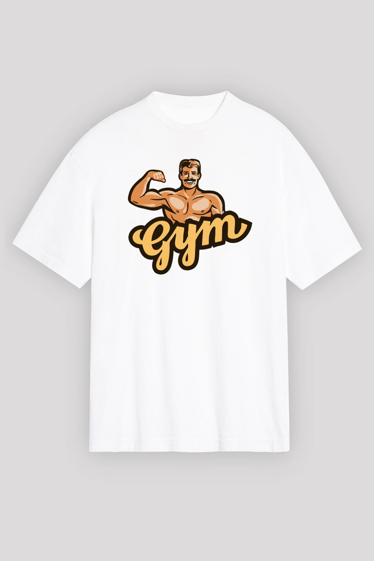 Vücut geliştirme Beyaz Oversize Tişört Oversize T-shirt - TişörtFabrikası