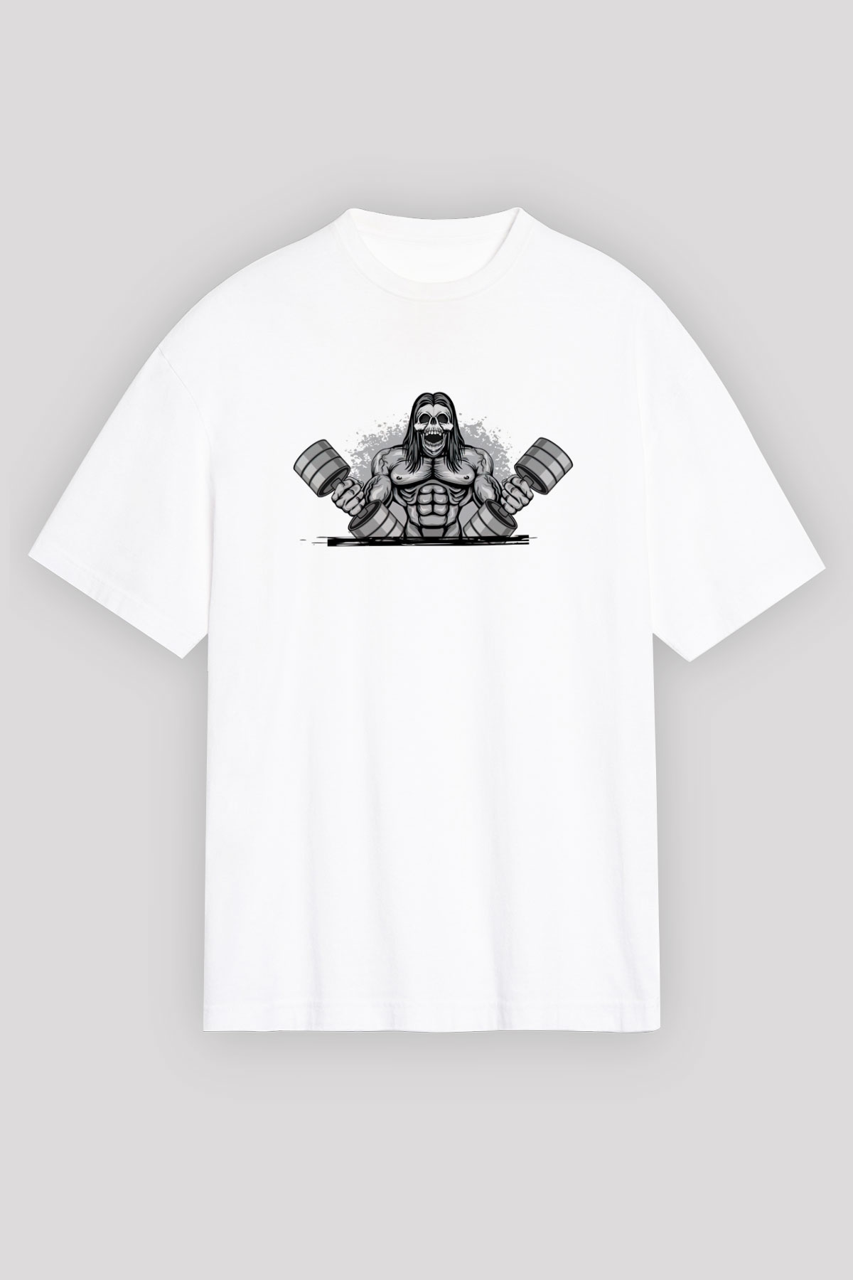 Vücut geliştirme Beyaz Oversize Tişört Oversize T-shirt - TişörtFabrikası