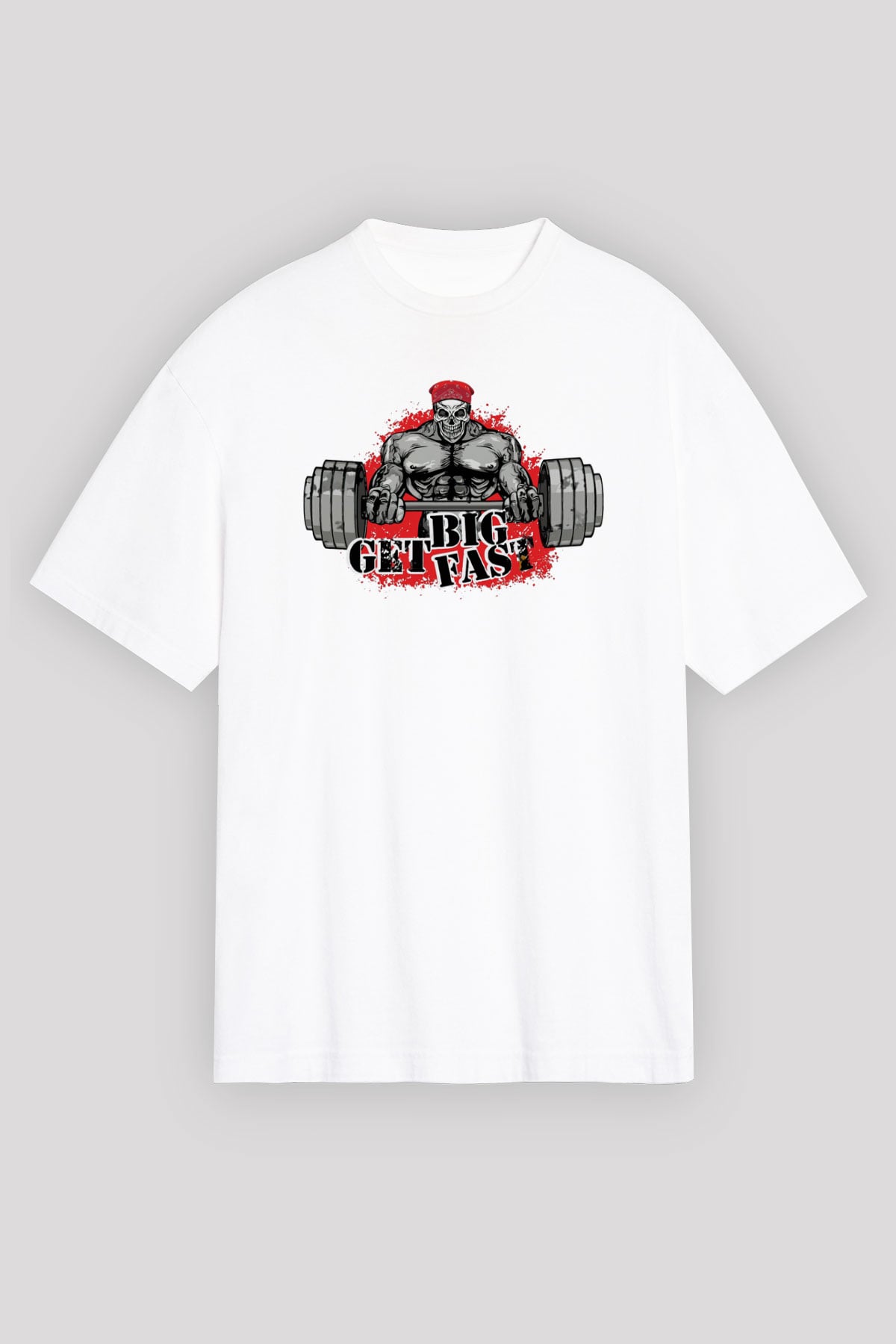 Vücut geliştirme Beyaz Oversize Tişört Oversize T-shirt - TişörtFabrikası