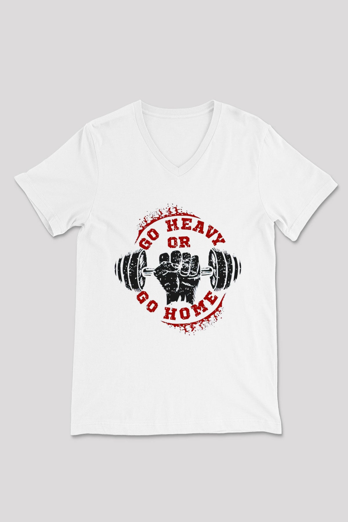 Vücut geliştirme Beyaz Unisex V Yaka Tişört T-Shirt